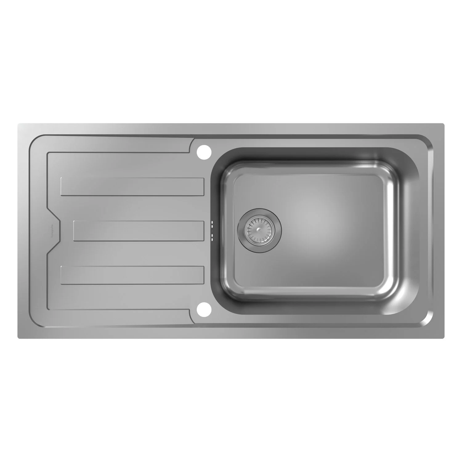 Zlewozmywak wpuszczany ze stali nierdzewnej z ociekaczem widok z góry, hansgrohe