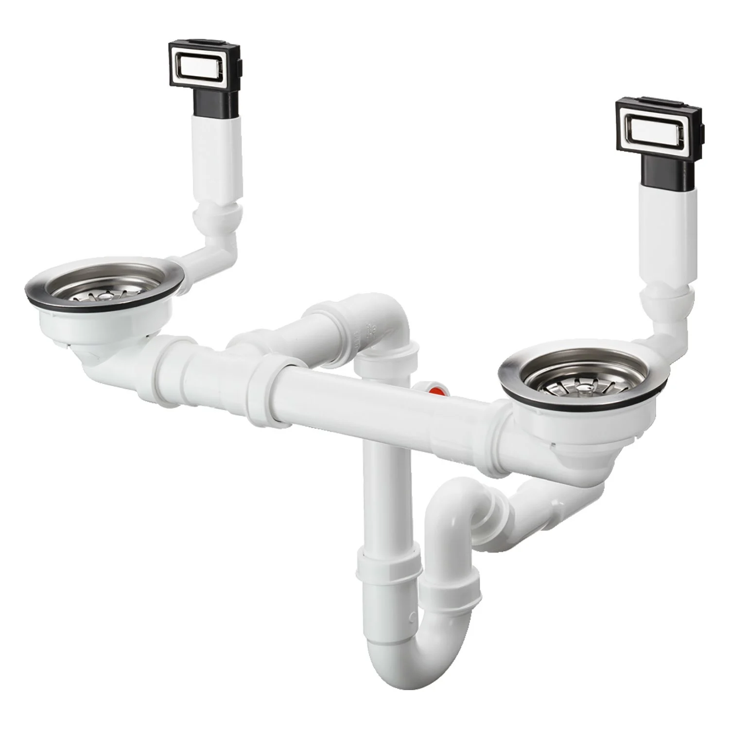 Biały system rur odpływowych w widoku z przodu, hansgrohe