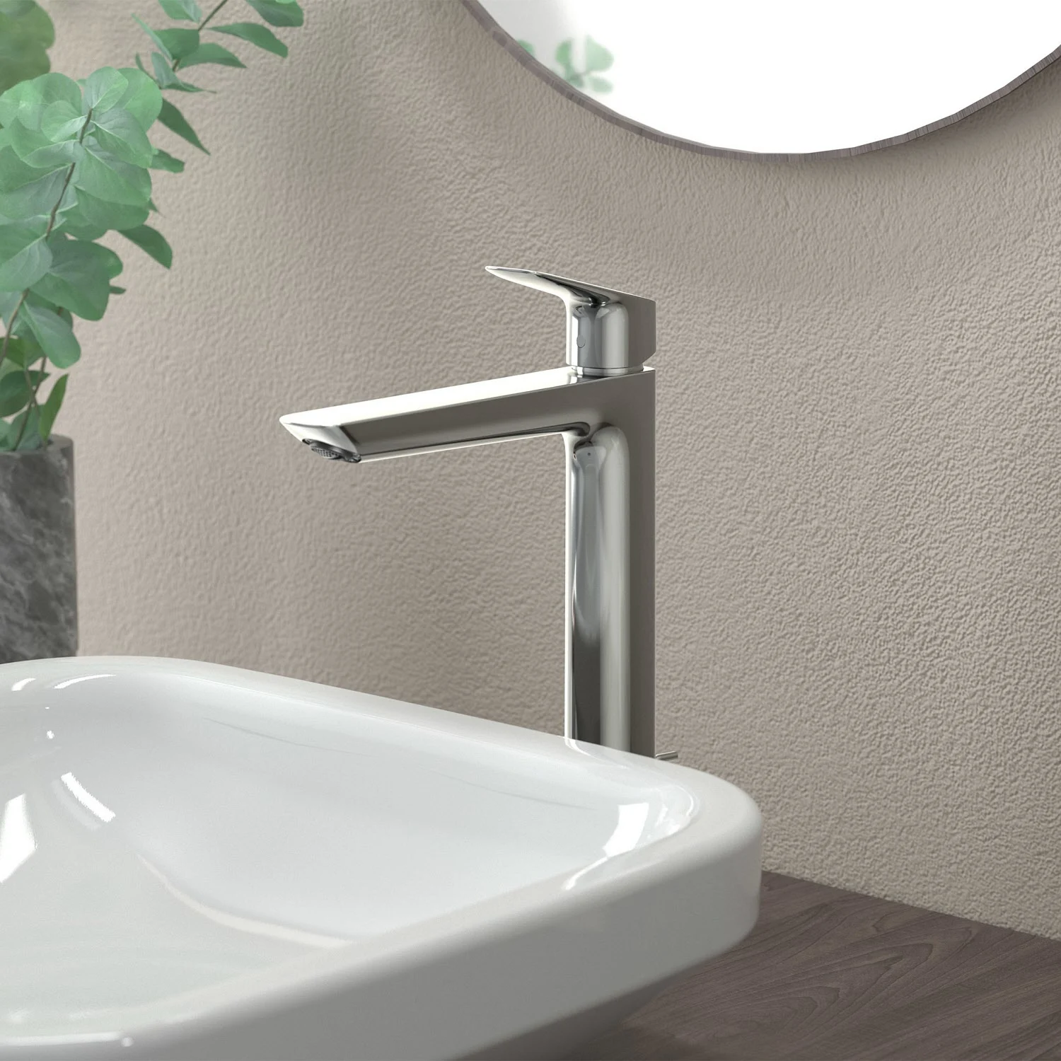 Wysoka bateria obok umywalki, hansgrohe