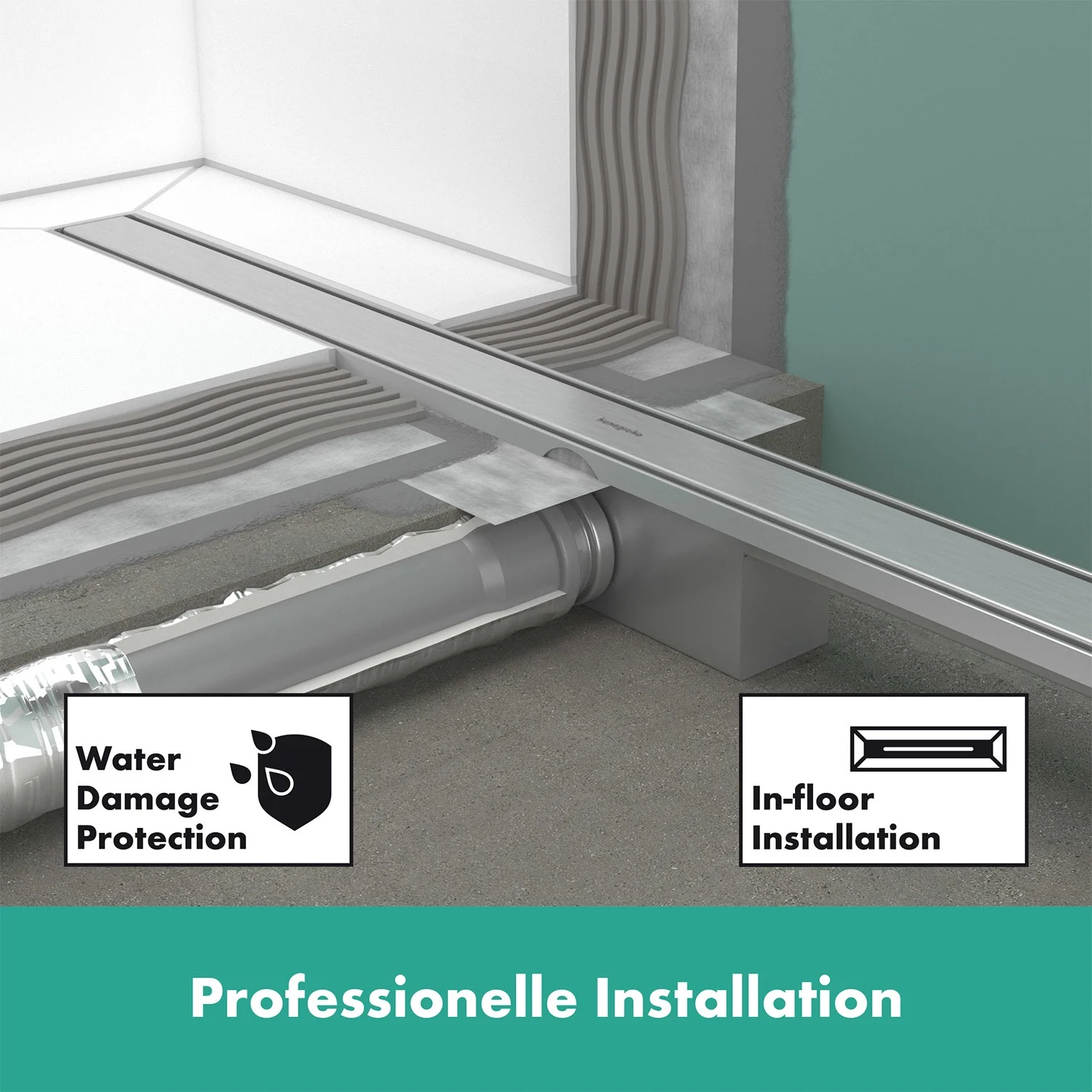 hansgrohe RainDrain Compact Komplettset Duschrinne 100 cm für flache Installation Bild 3