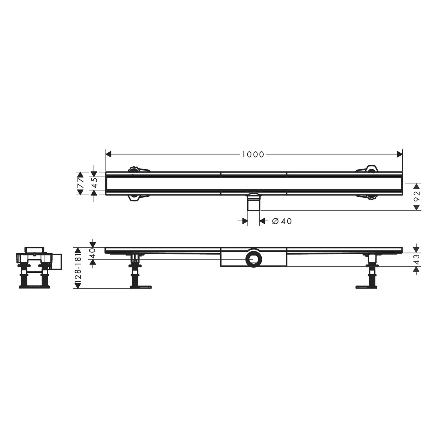 hansgrohe RainDrain Compact Komplettset Duschrinne 100 cm für flache Installation Bild 5