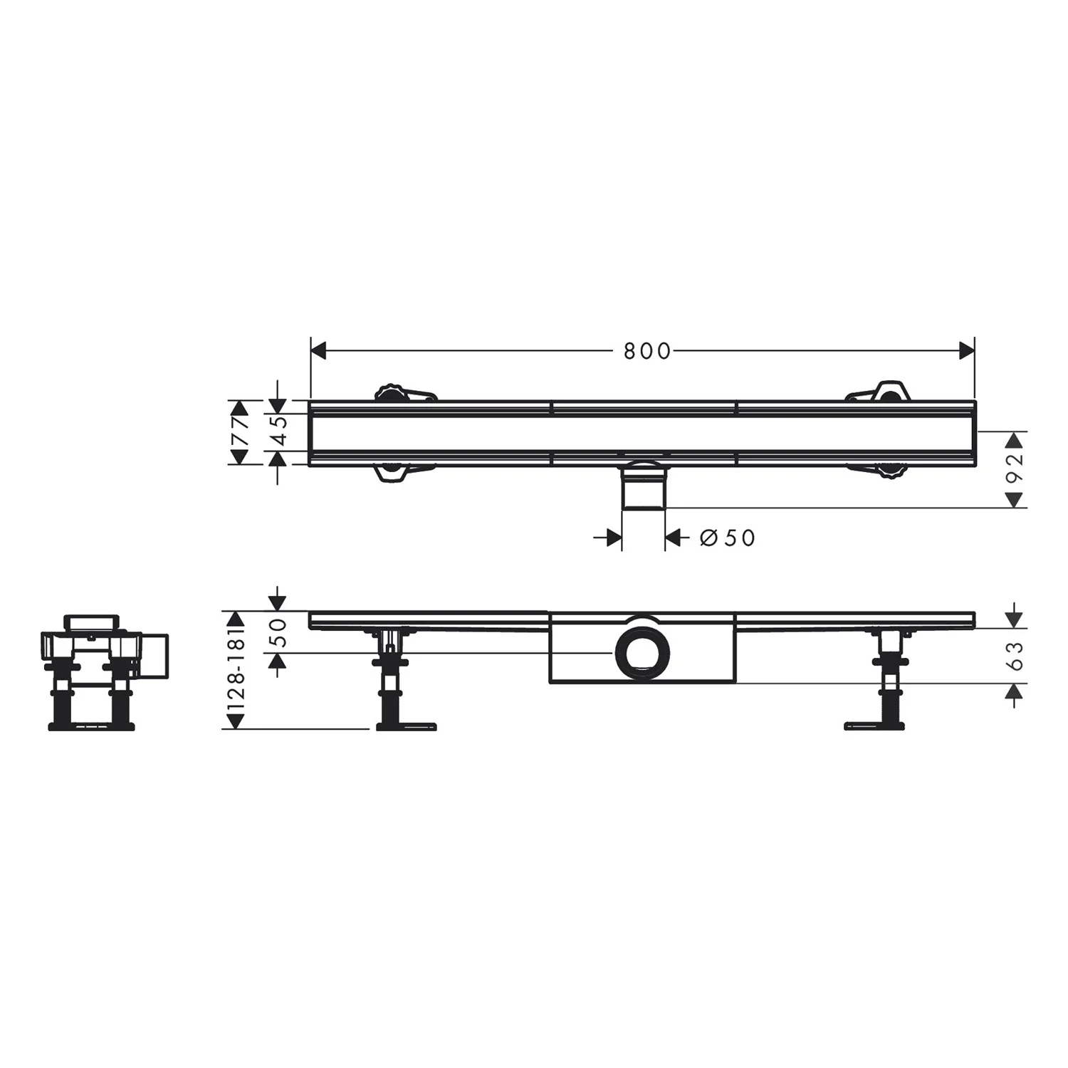 hansgrohe RainDrain Compact Komplettset Duschrinne 80 cm für Standardinstallation Bild 5
