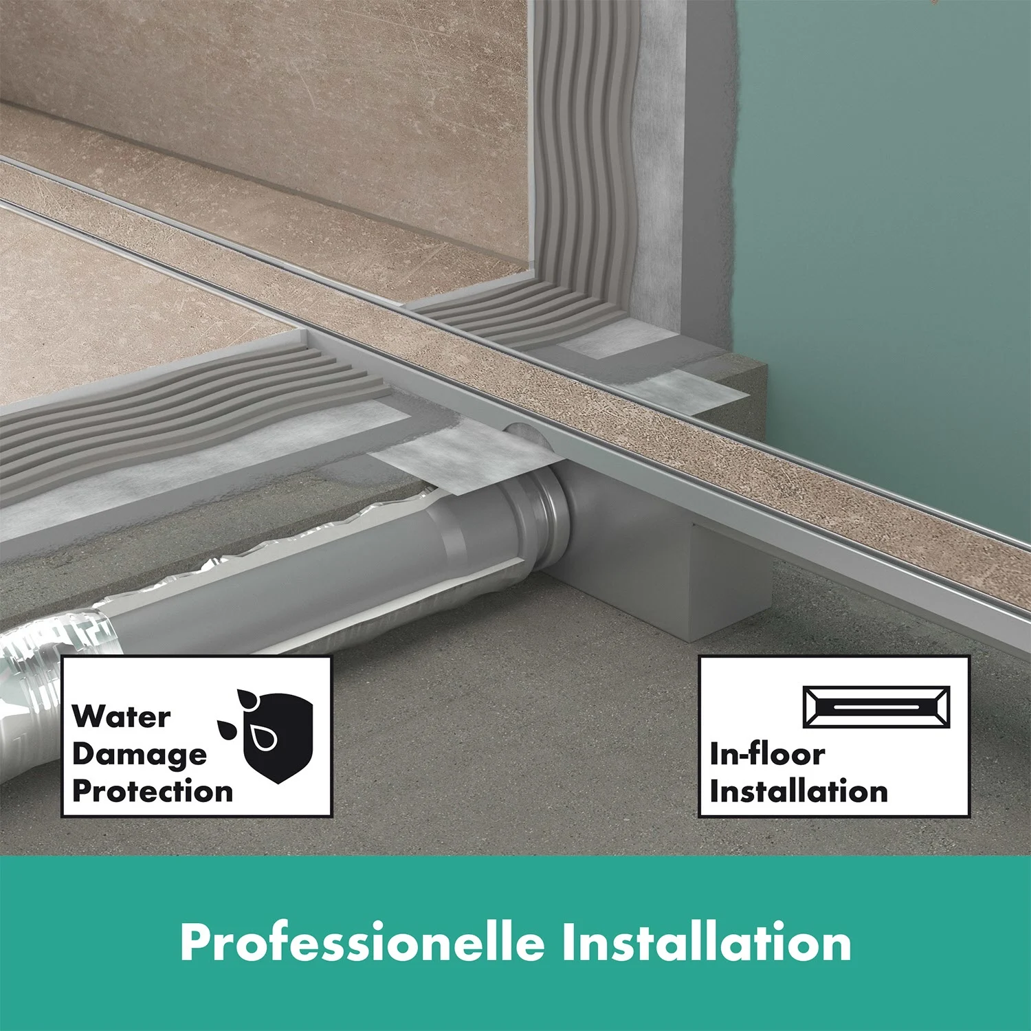 hansgrohe RainDrain Compact Komplettset Duschrinne 90 cm befliesbar für flache Installation Bild 3
