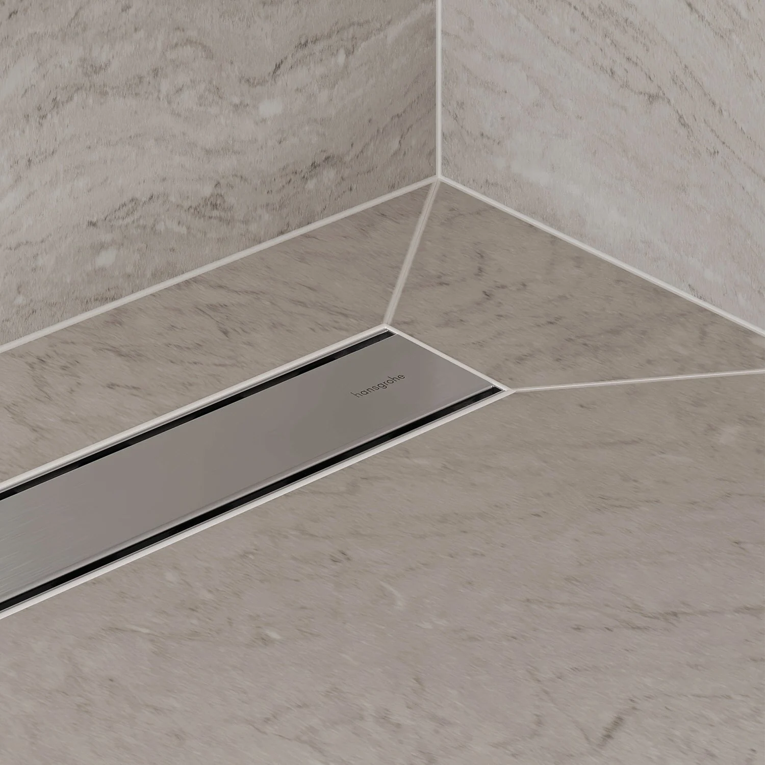 Zbliżenie na odpływ prysznicowy w rogu, hansgrohe