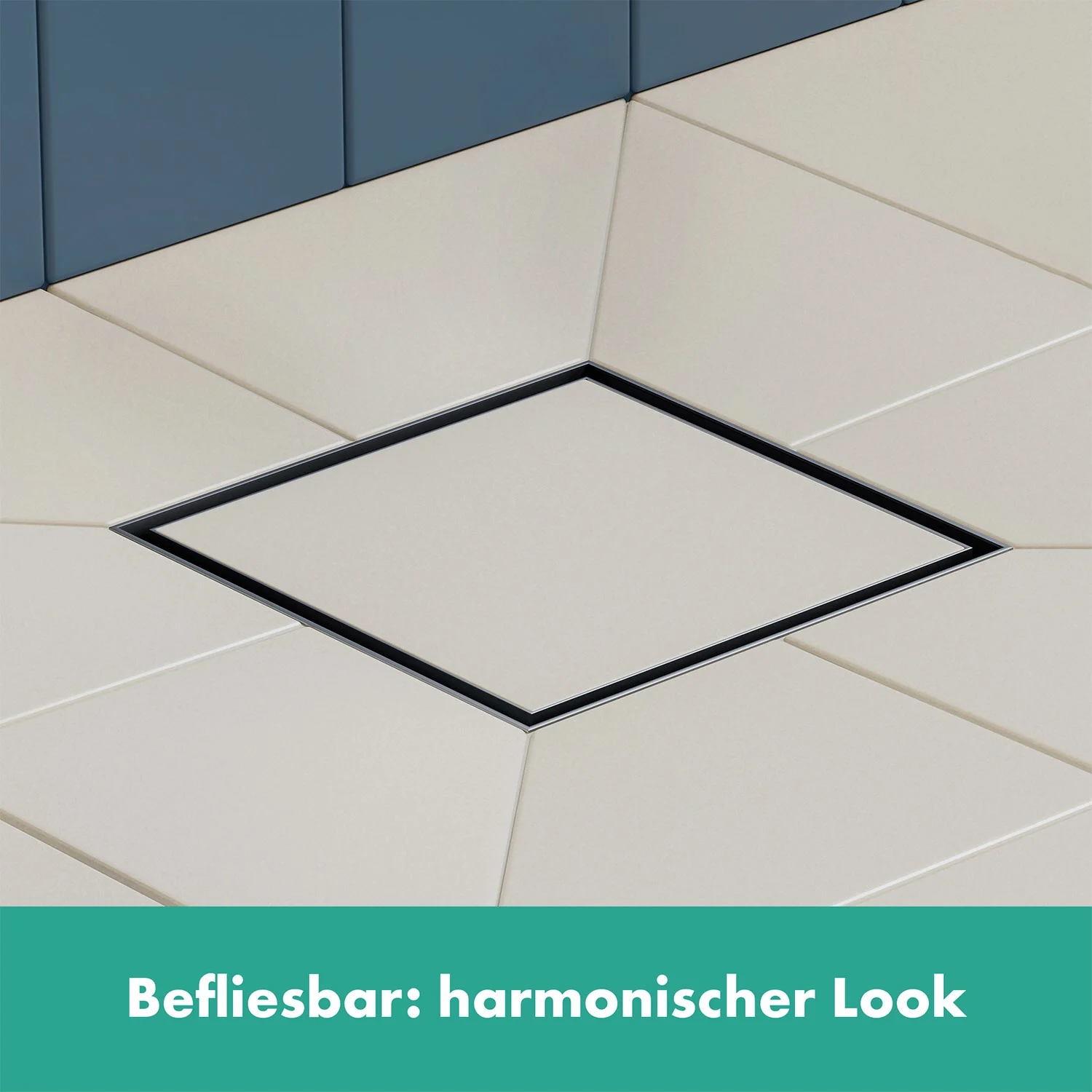 Odpływ podłogowy w kafelkowanej podłodze łazienki, hansgrohe