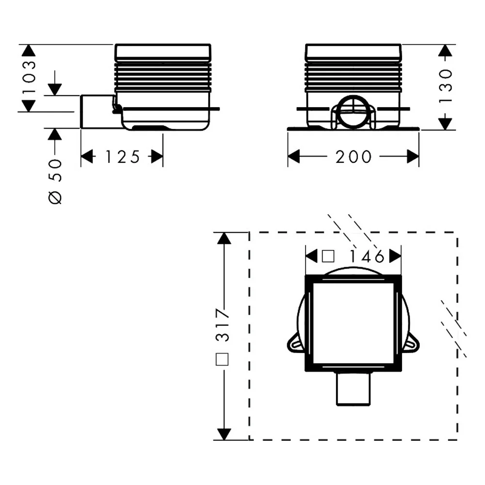 hansgrohe RainDrain Spot Plus Komplettset Punktablauf 150/150 mit höhenverstellbarem Rahmen und rückseitig befliesbar Bild 5