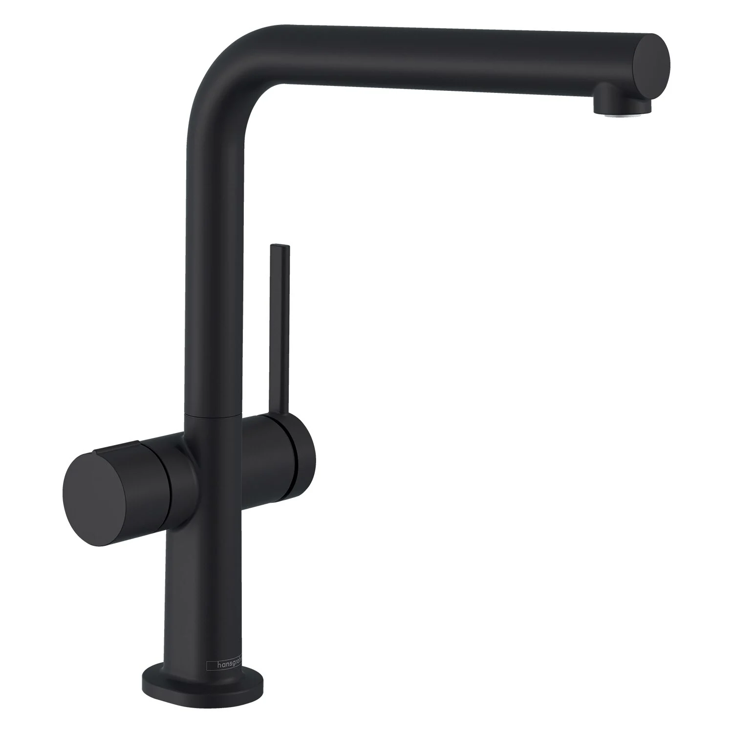 Bateria kuchenna widok z boku, czarne wykończenie, hansgrohe