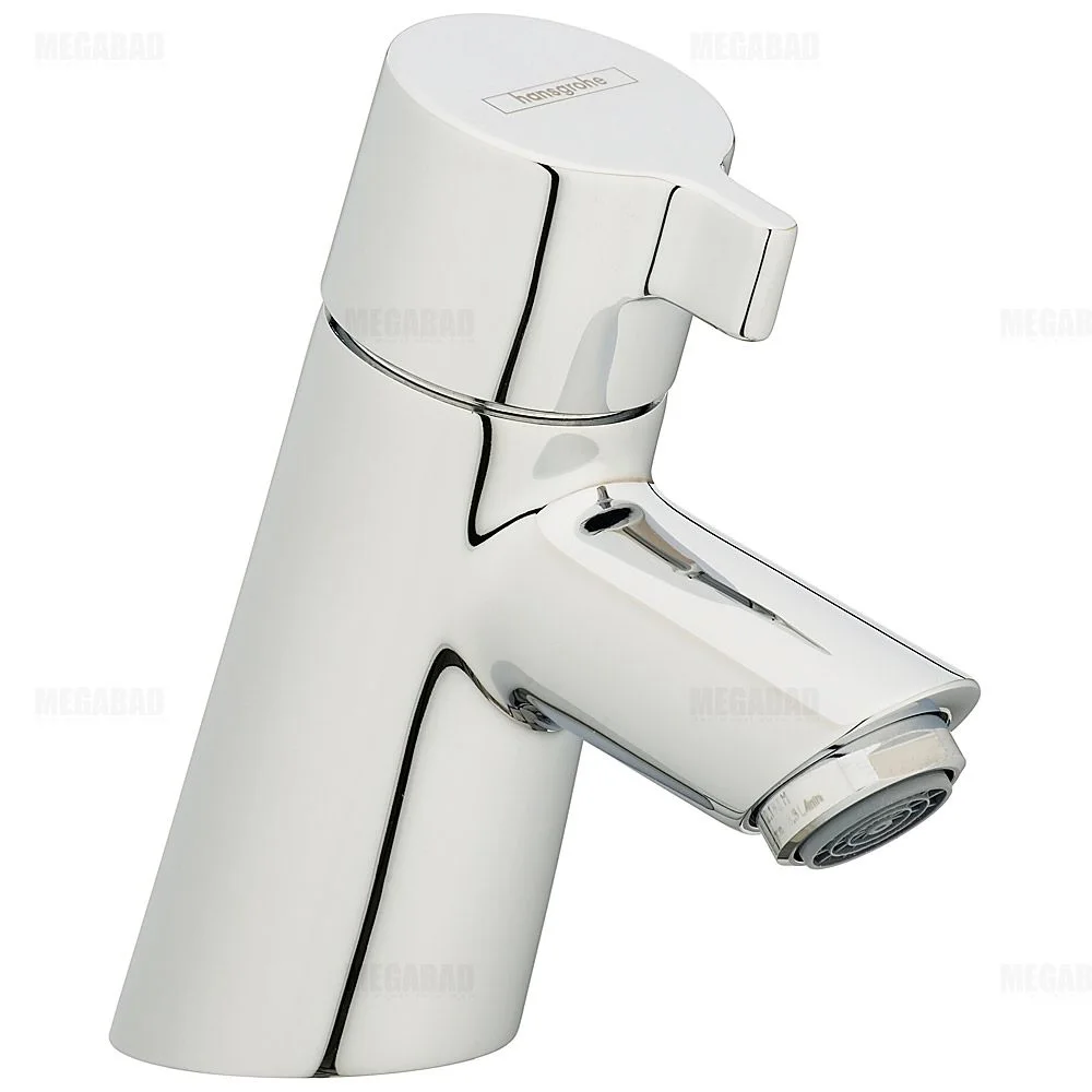 Chromowany zawór stojący w widoku bocznym, hansgrohe