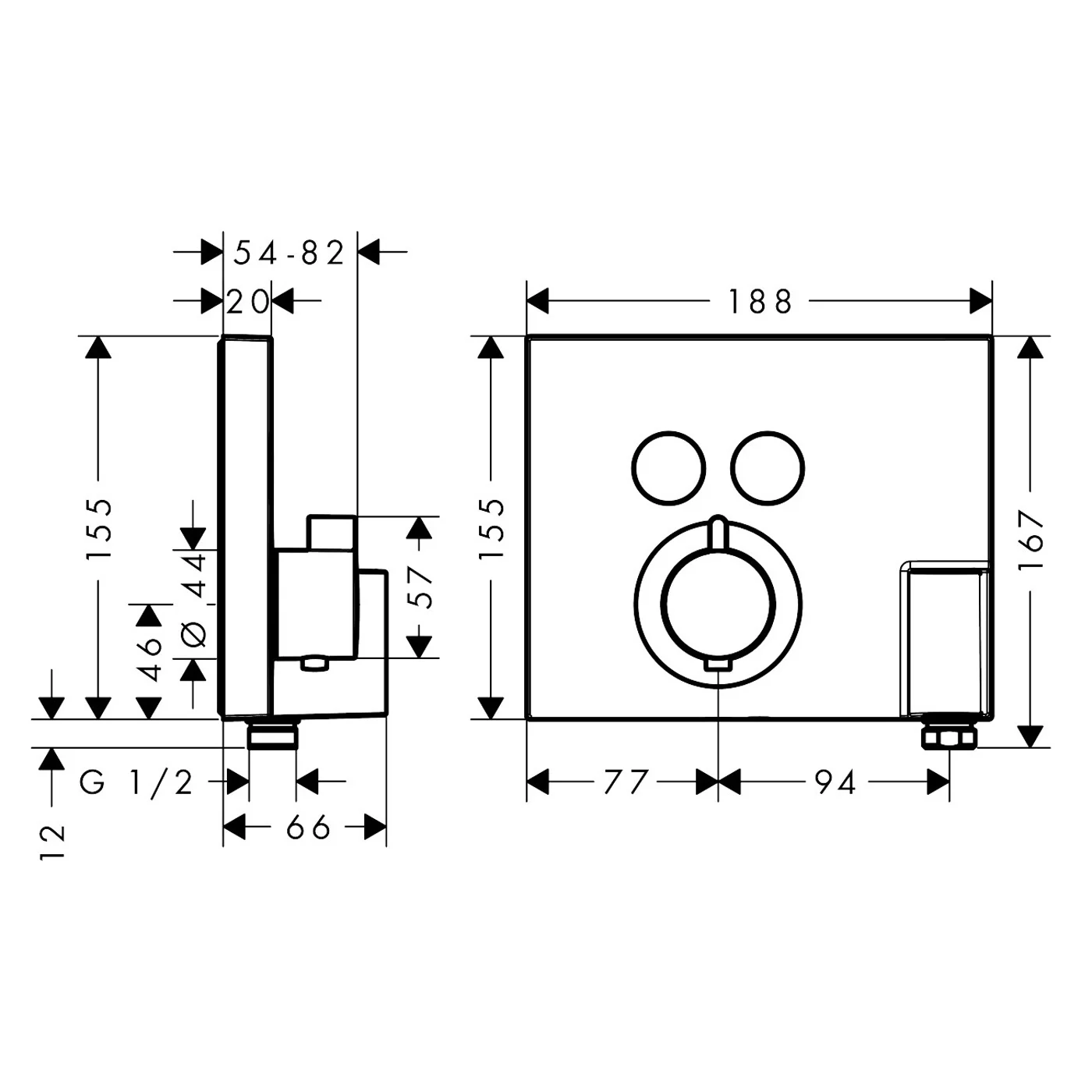hansgrohe ShowerSelect Thermostat Unterputz für 2 Verbraucher m. Schlauchanschl. u. Brausehalter Bild 3