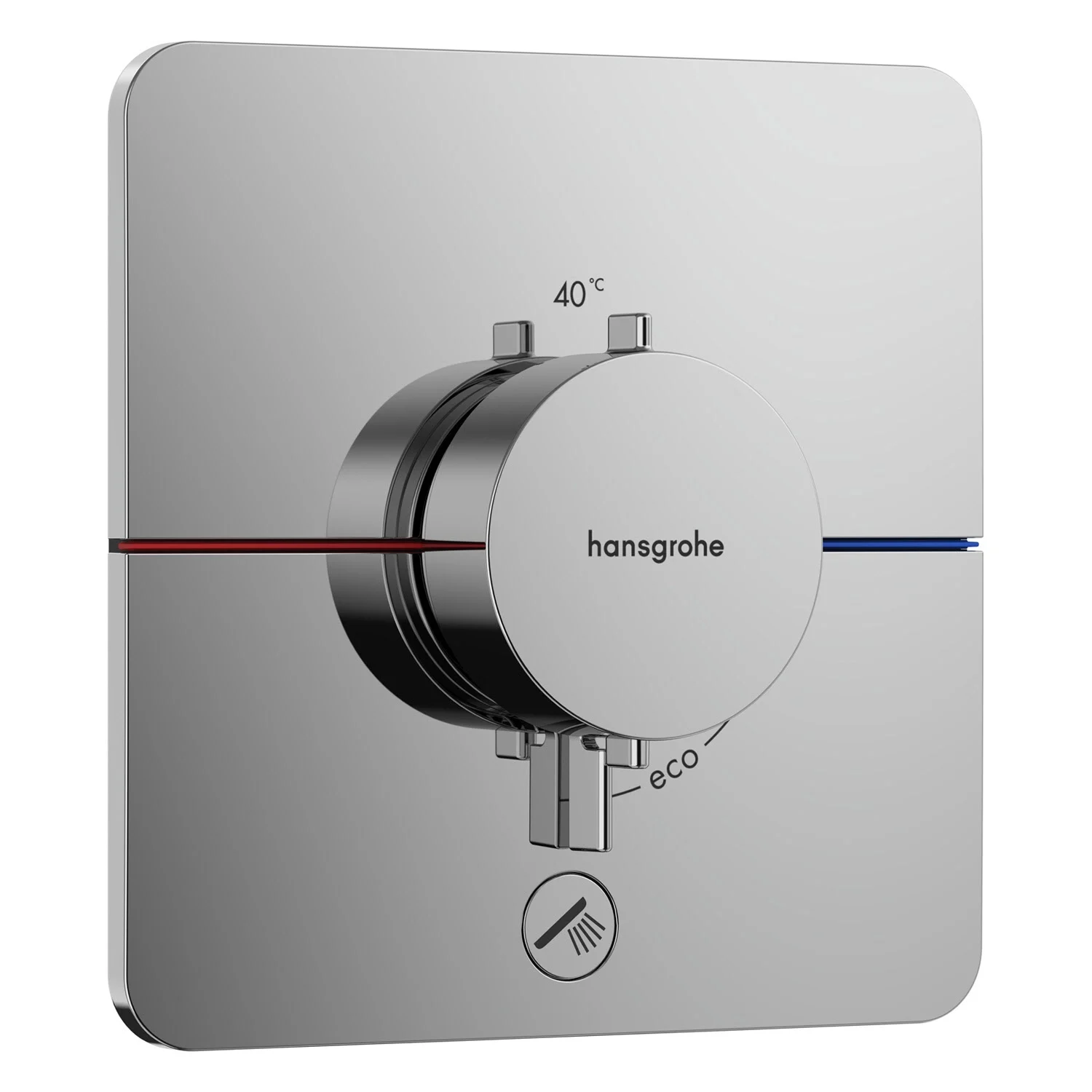 Termostat w srebrnym widoku z przodu, hansgrohe