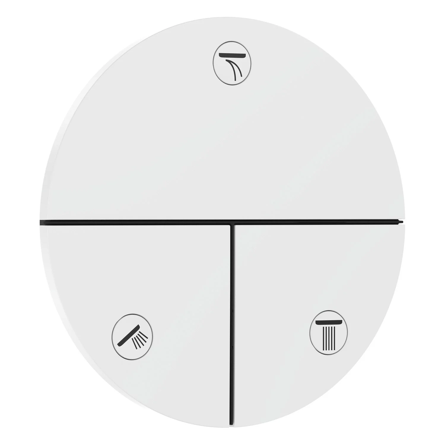 Okrągły zawór prysznicowy w białym kolorze widok z przodu, hansgrohe