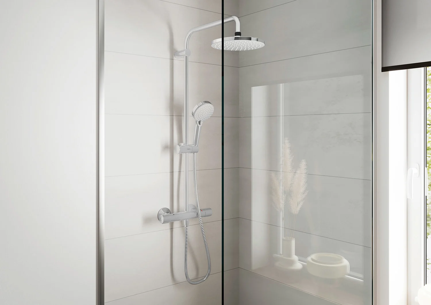 System prysznicowy w nowoczesnej kabinie prysznicowej, hansgrohe