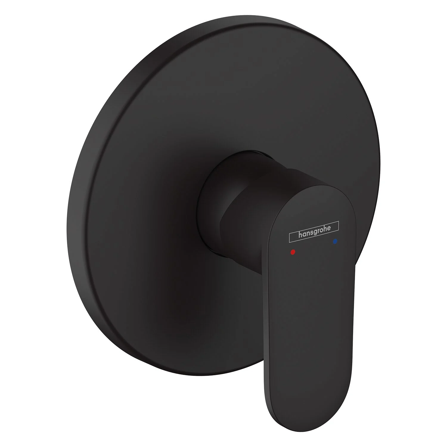 Czarna bateria prysznicowa z widokiem z przodu, hansgrohe