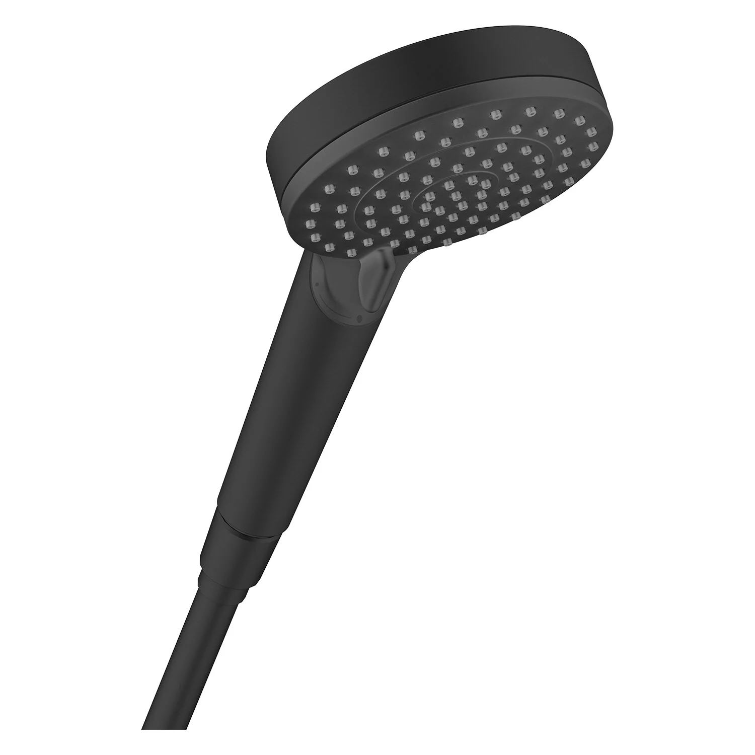 Czarna słuchawka prysznicowa w zbliżeniu, hansgrohe