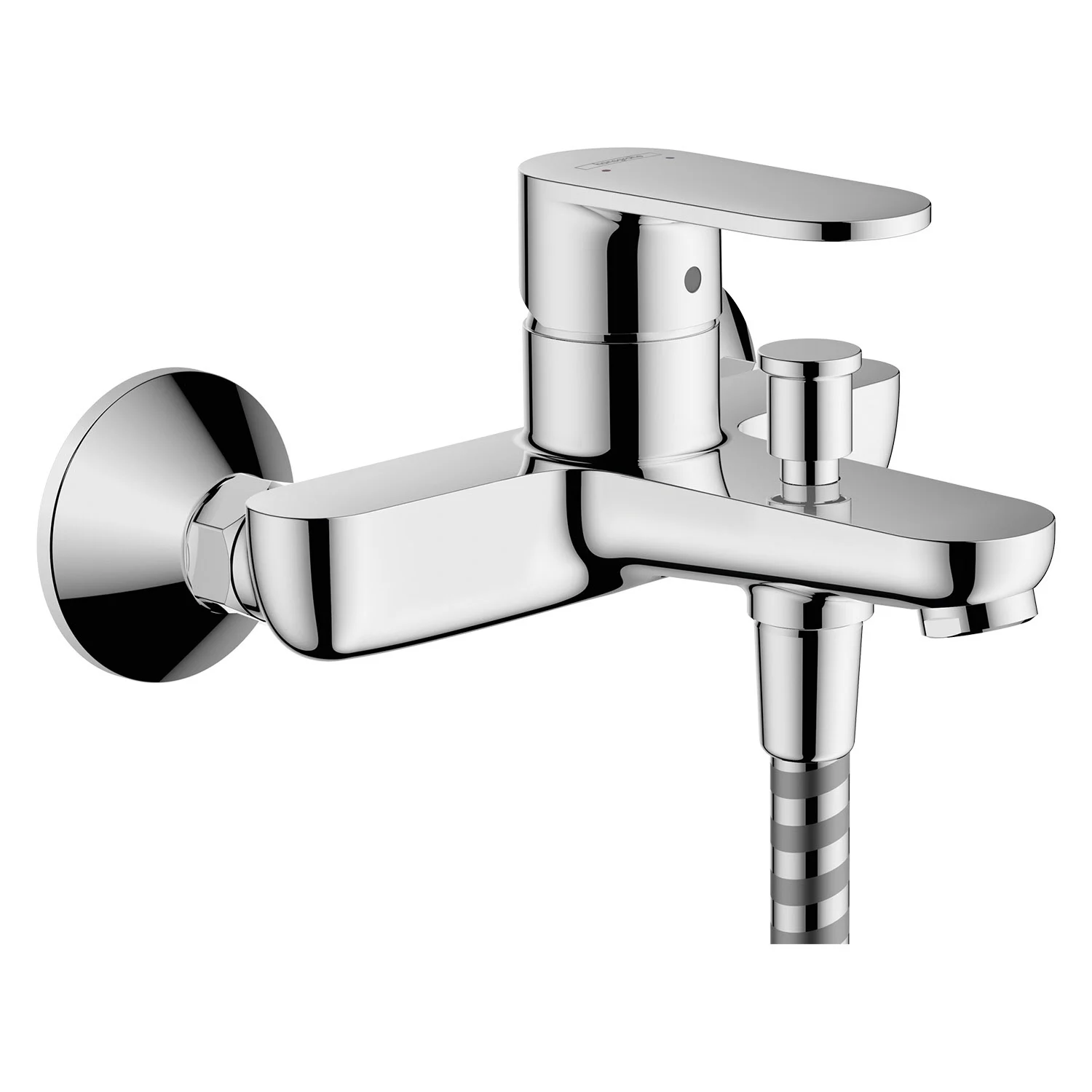 Chromowana bateria wannowa jednouchwytowa widok z boku, hansgrohe
