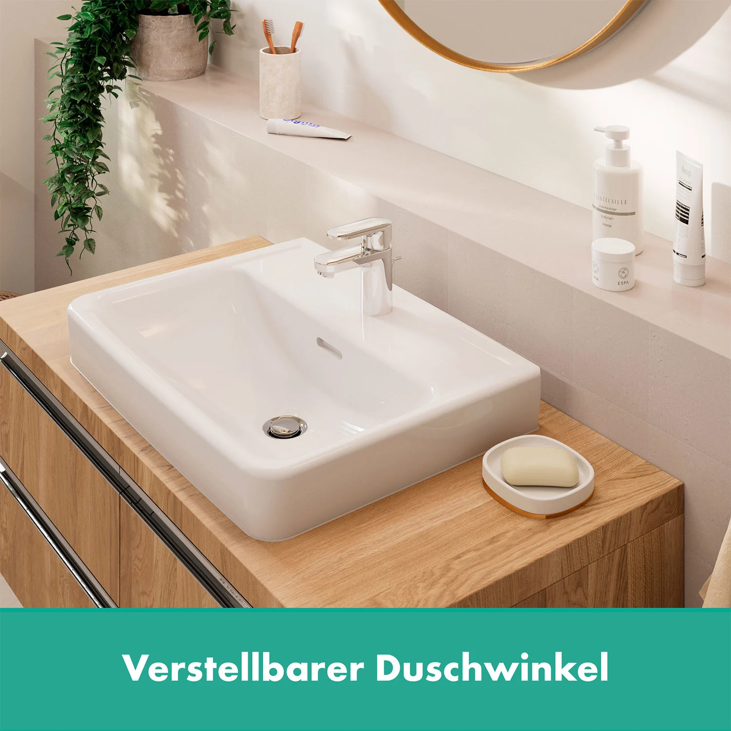 Umywalka z regulowanym kątem prysznica, hansgrohe