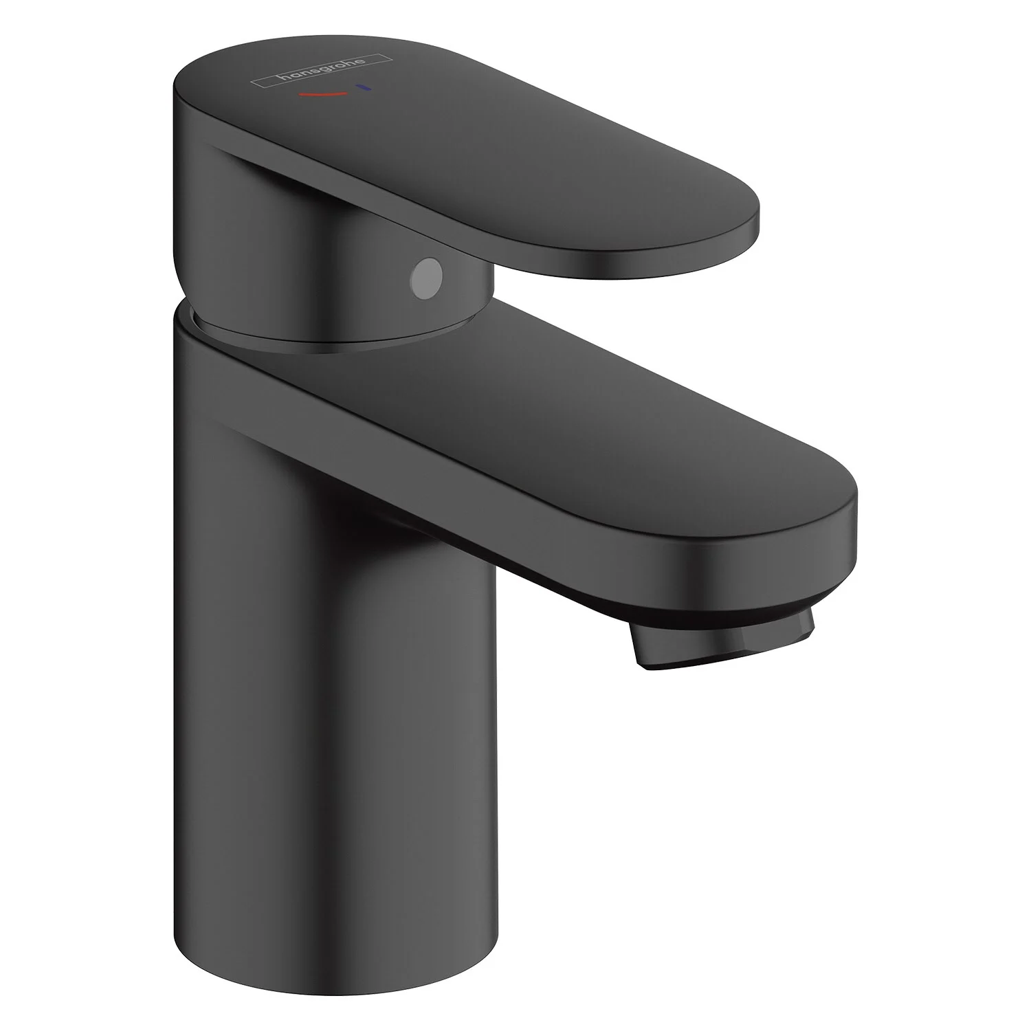 Czarna bateria umywalkowa widok z boku, hansgrohe