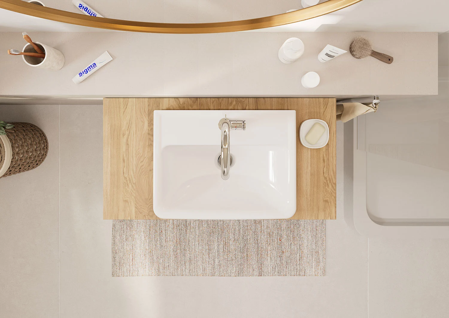 Umywalka z baterią widziana z góry, hansgrohe