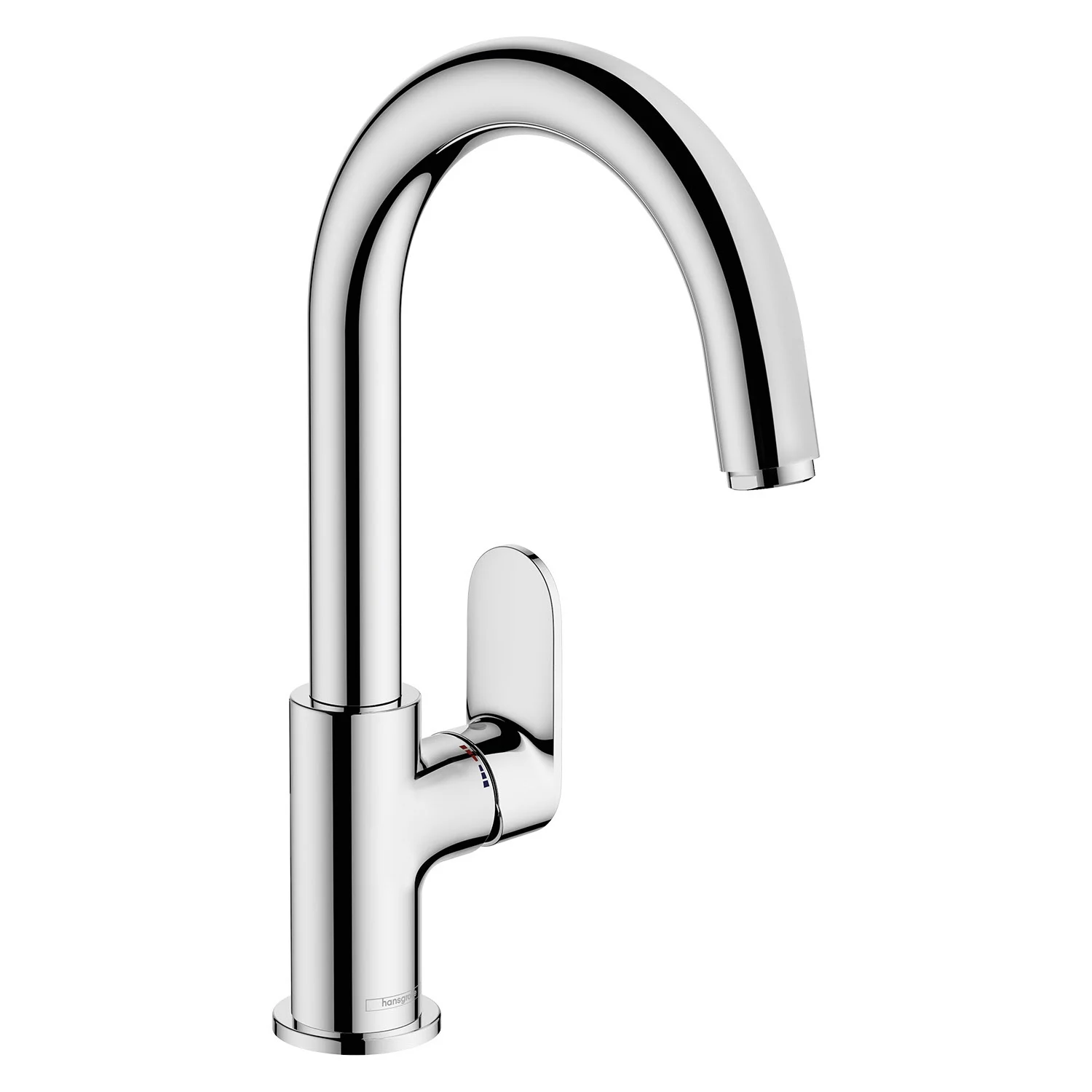 Chromowana bateria umywalkowa z wysoką wylewką, hansgrohe