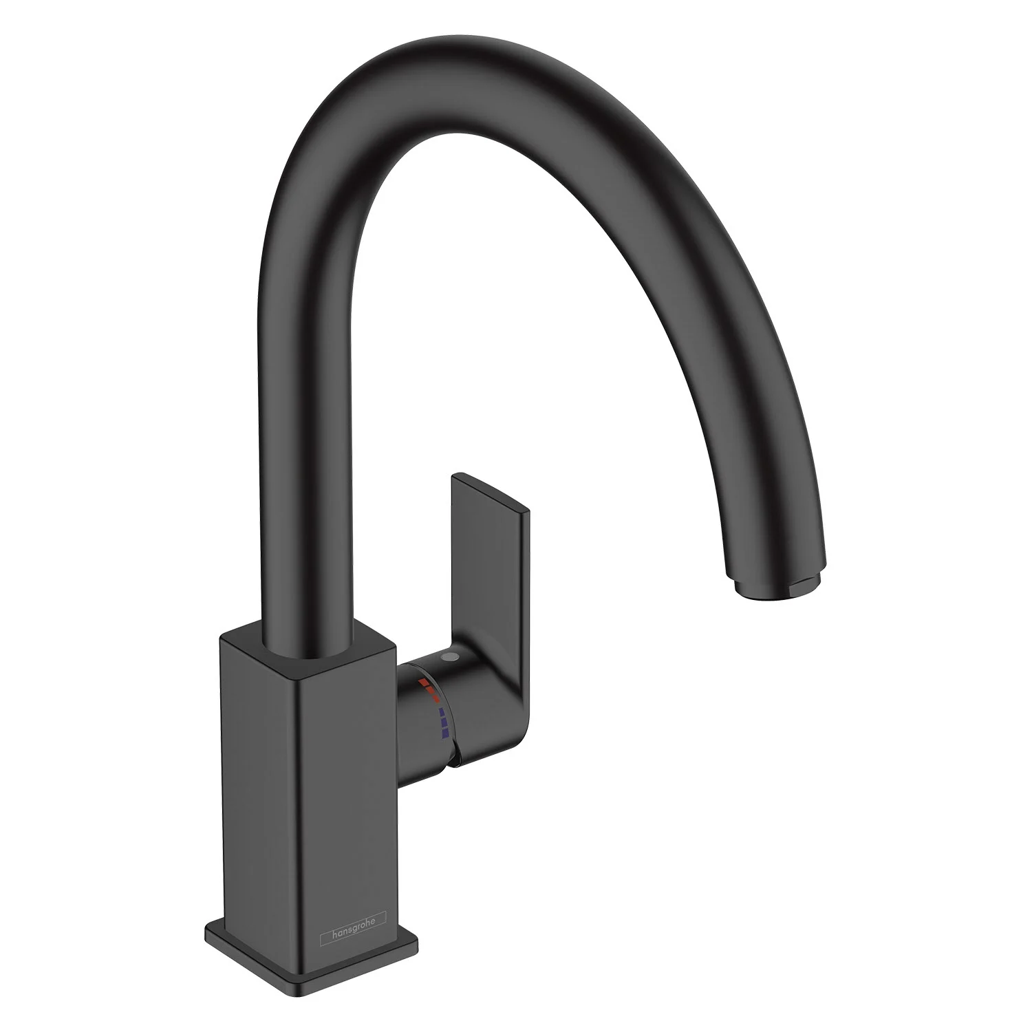 Czarna bateria kuchenna widok z boku, hansgrohe