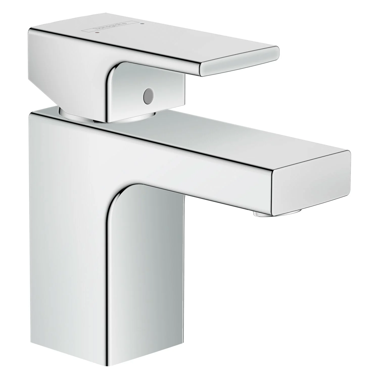 Chromowana bateria umywalkowa w widoku z przodu, hansgrohe