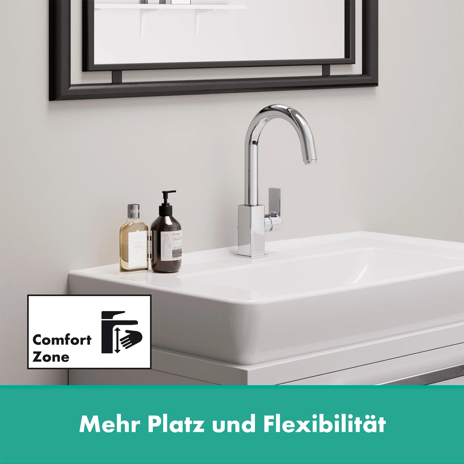 Bateria umywalkowa z dozownikiem mydła w łazience, hansgrohe