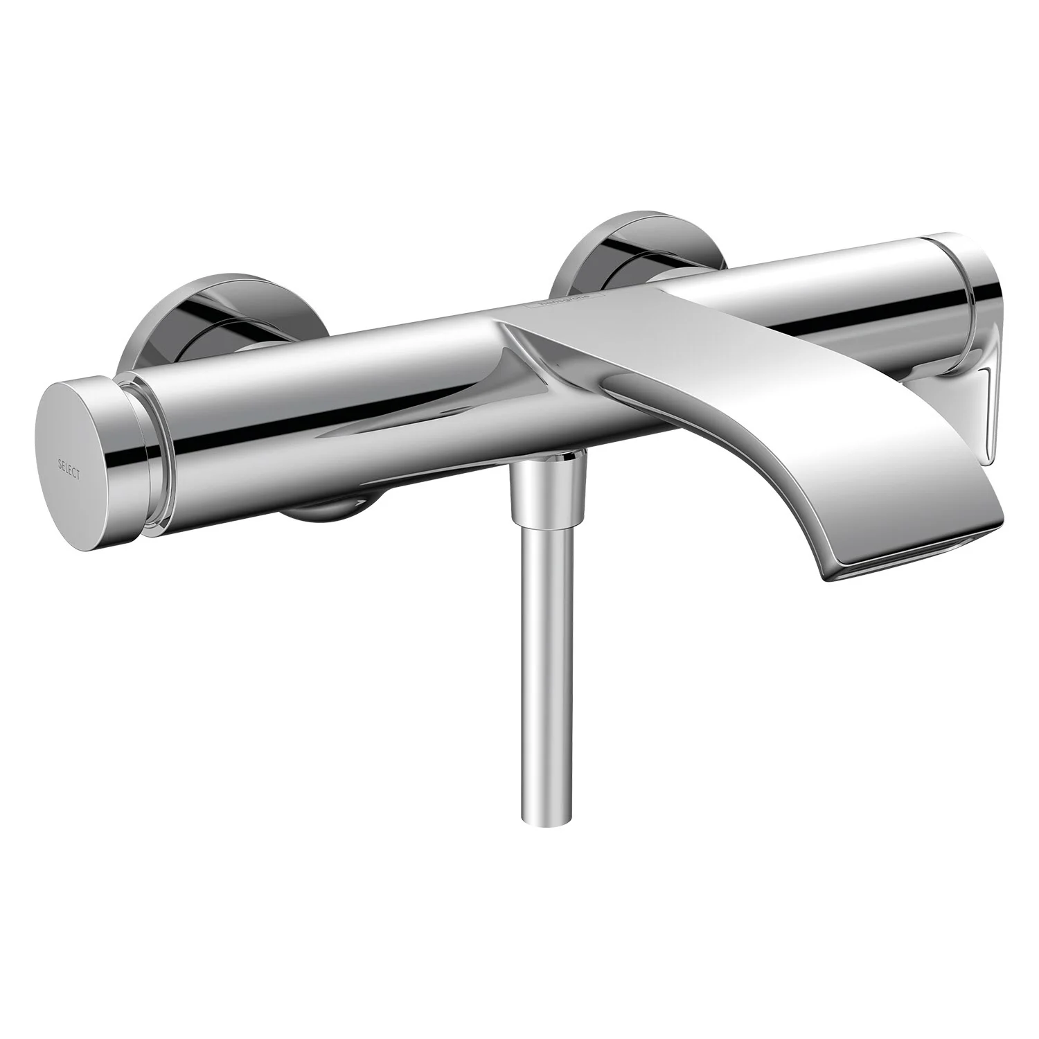 Chromowany natynkowy mieszacz wannowy widok z boku, hansgrohe