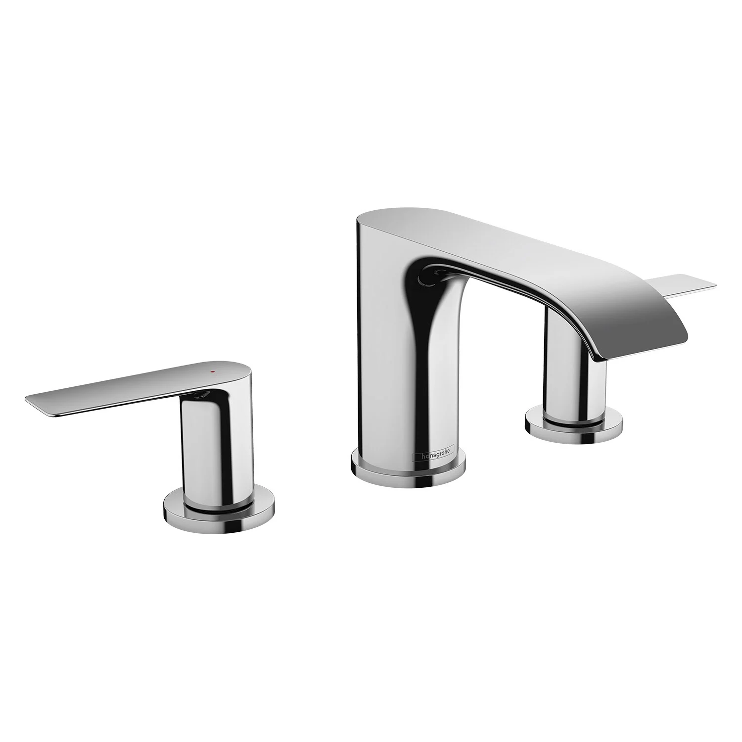 Chromowana bateria umywalkowa 3-otworowa widok z przodu, hansgrohe