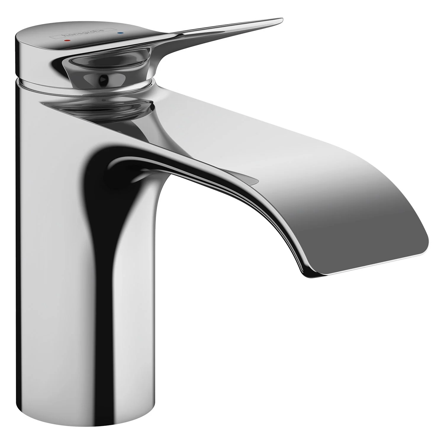 Chromowana bateria umywalkowa z widokiem z boku, hansgrohe