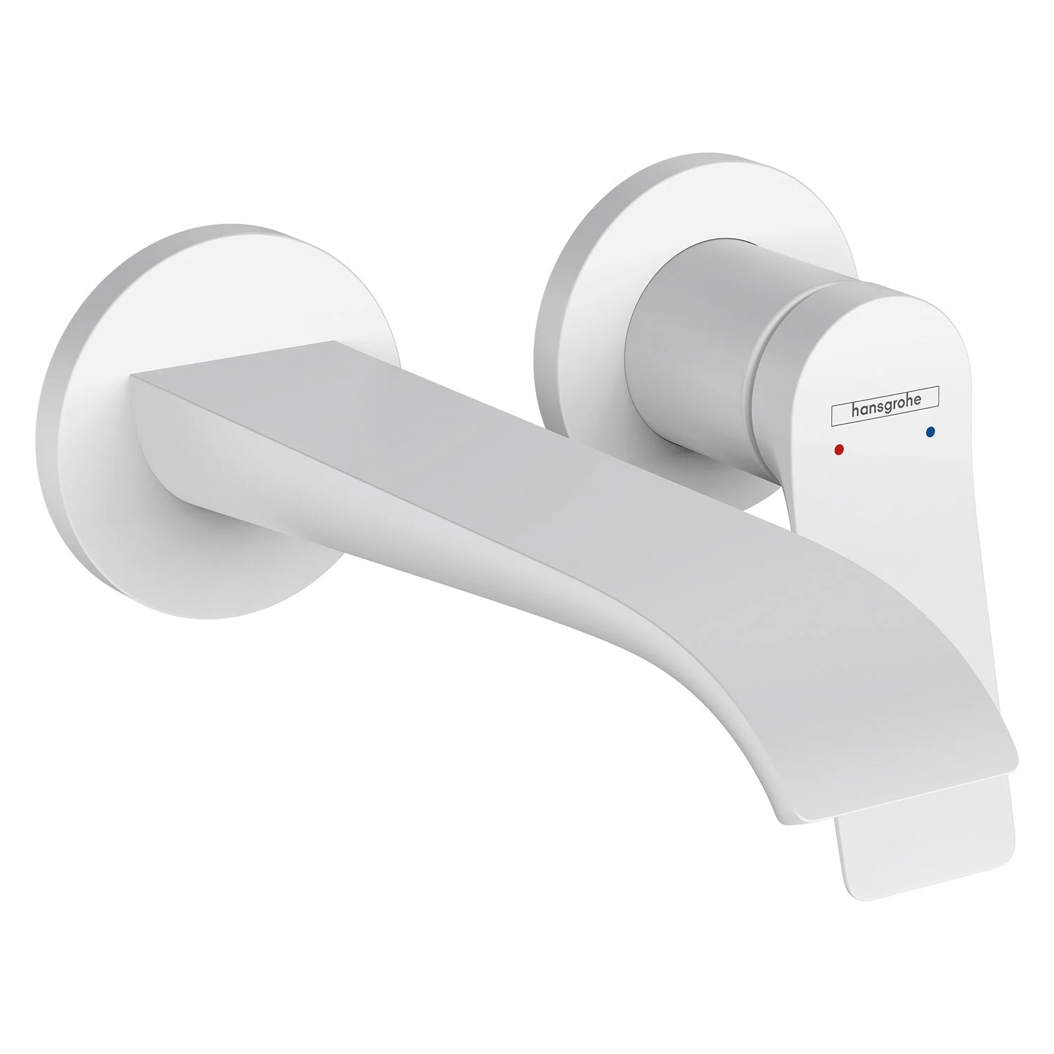 Biała bateria umywalkowa podtynkowa widok z boku, hansgrohe