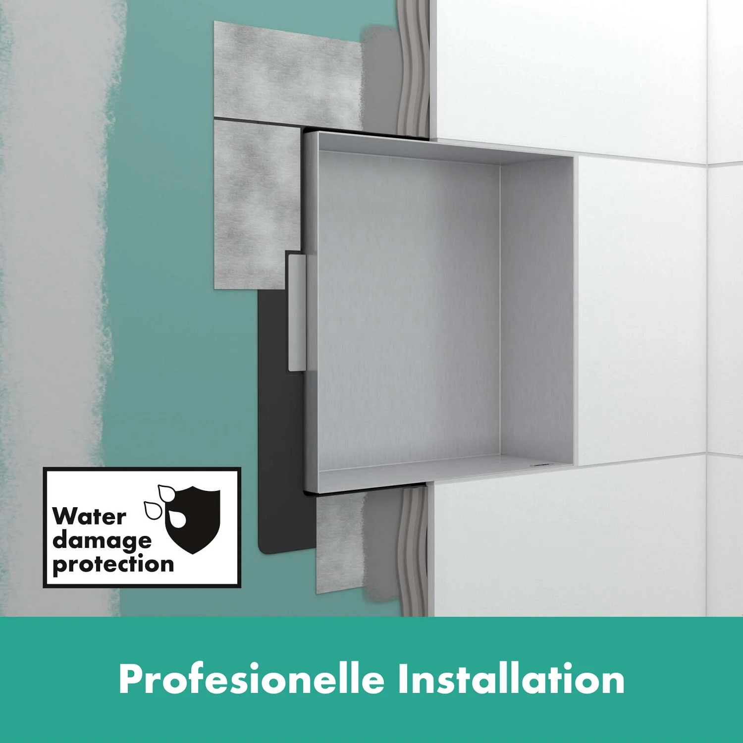 hansgrohe XtraStoris Minimalistic Wandnischen-Einbaubox rahmenlos 15 x 14 x 30 cm Bild 6