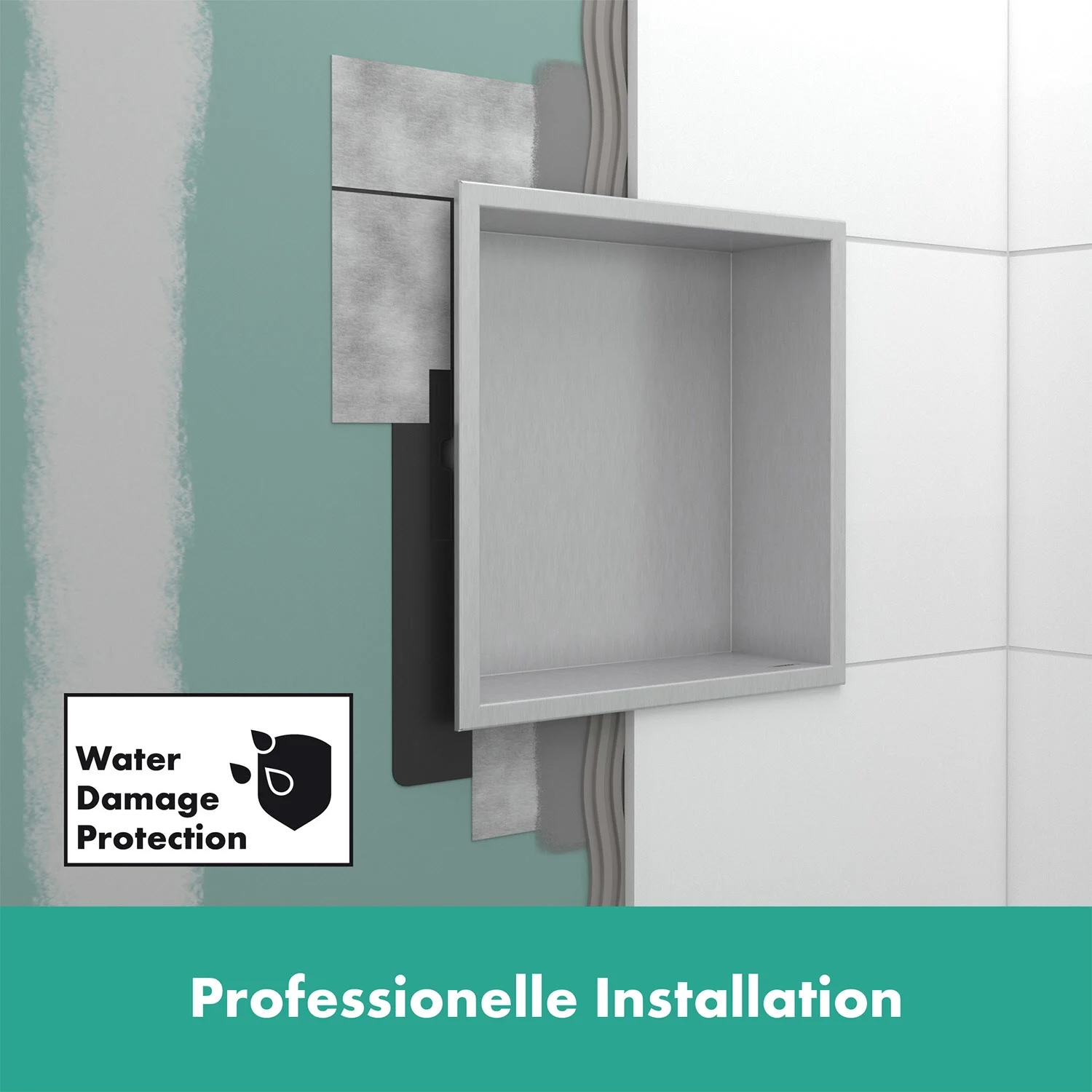 hansgrohe XtraStoris Original Wandnischen-Einbaubox mit Rahmen 15 x 7 x 30 cm Bild 3