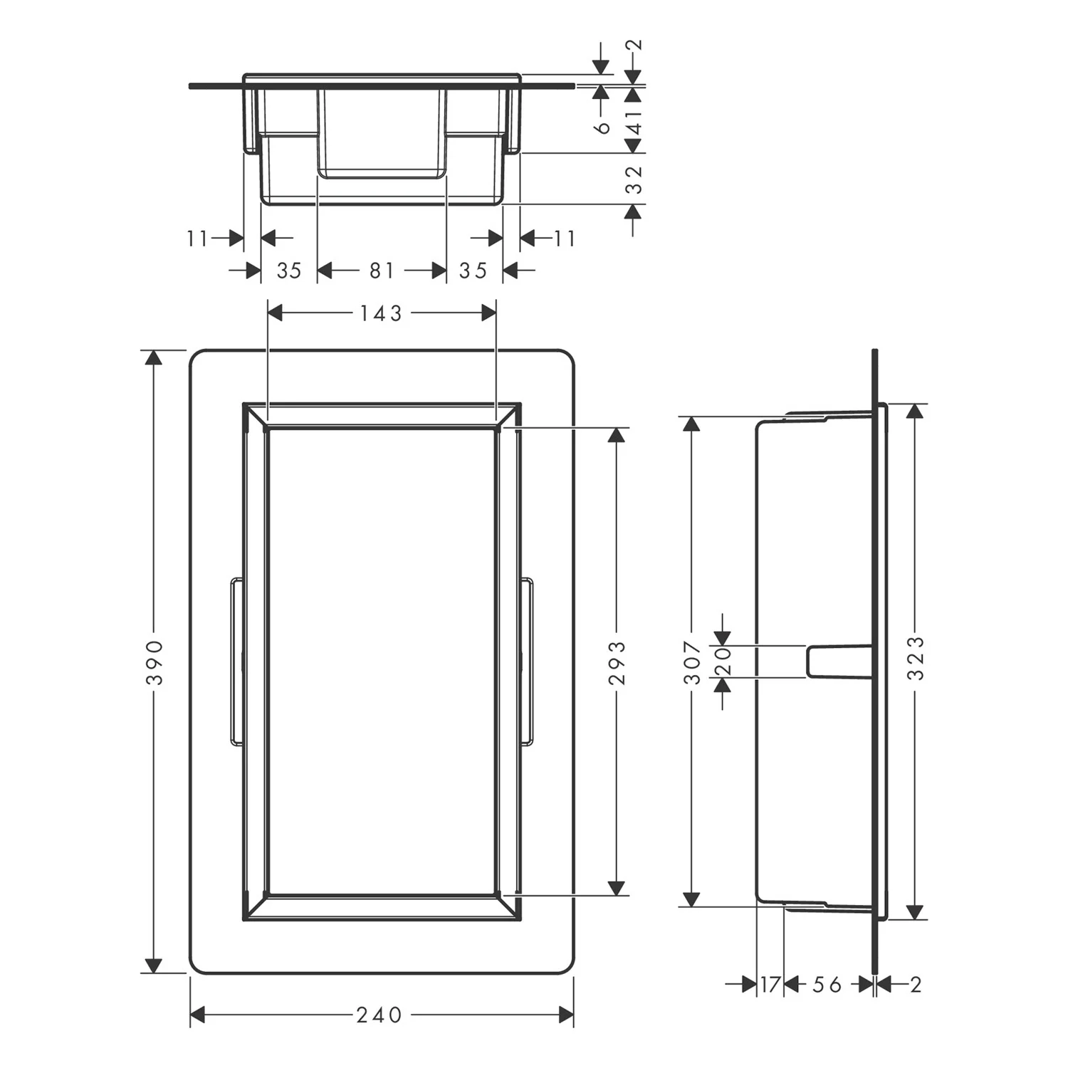 hansgrohe XtraStoris Original Wandnischen-Einbaubox mit Rahmen 15 x 7 x 30 cm Bild 2