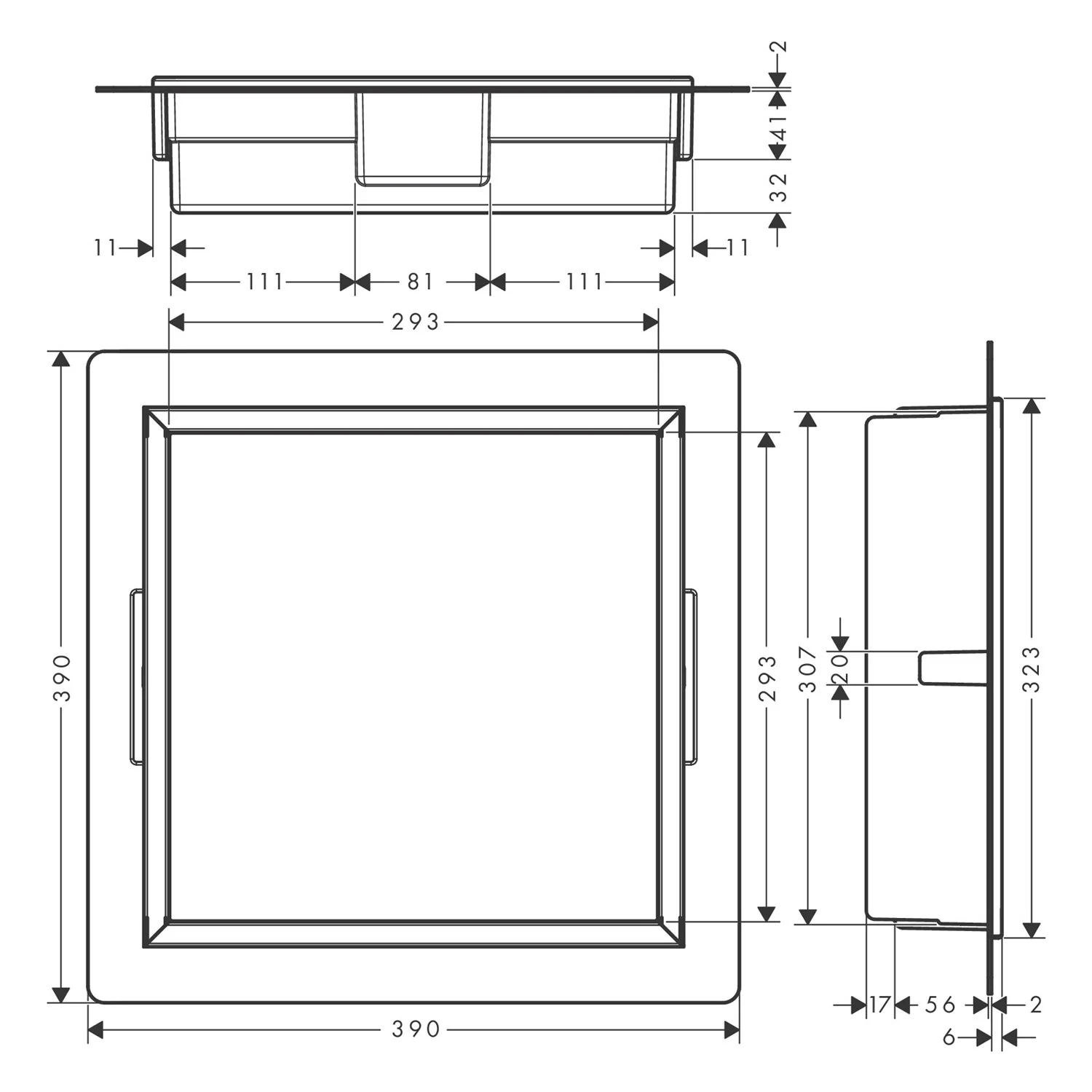 hansgrohe XtraStoris Original Wandnischen-Einbaubox mit Rahmen 30 x 7 x 30 cm Bild 3