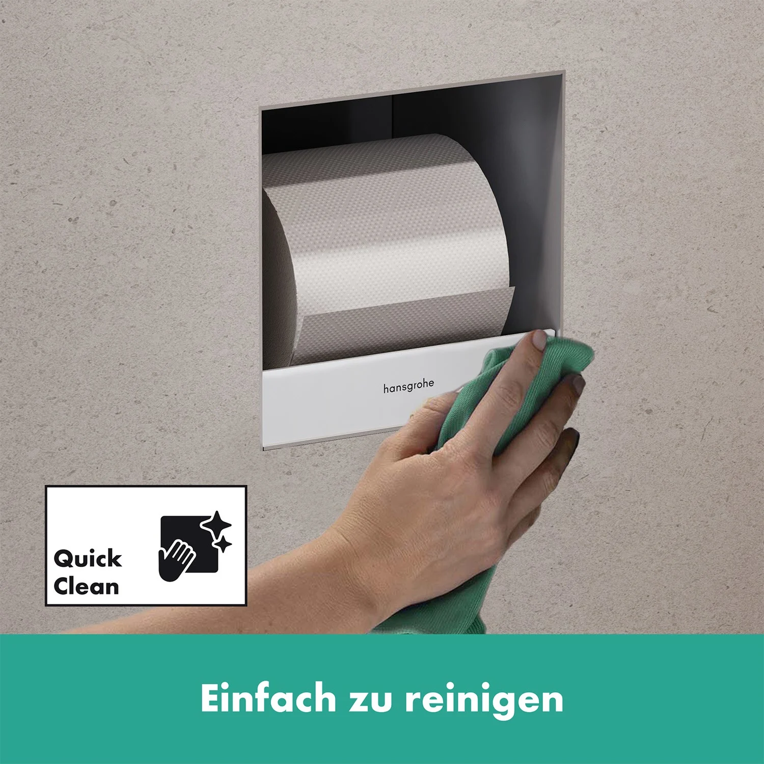 hansgrohe XtraStoris Original Einbau-Toilettenpapierhalter rahmenlos 15 x 14 x 15 cm Bild 4