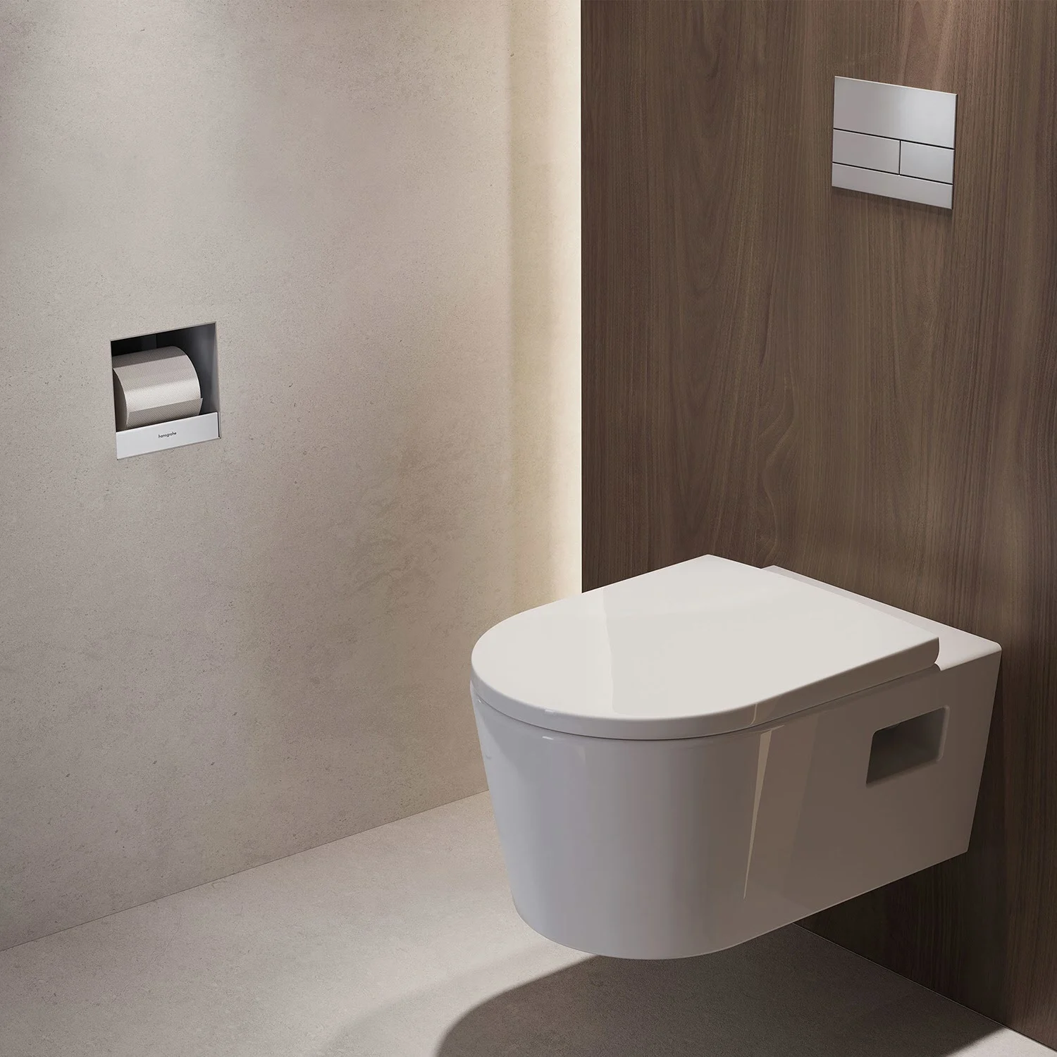 hansgrohe XtraStoris Original Einbau-Toilettenpapierhalter rahmenlos 15 x 14 x 15 cm Bild 6
