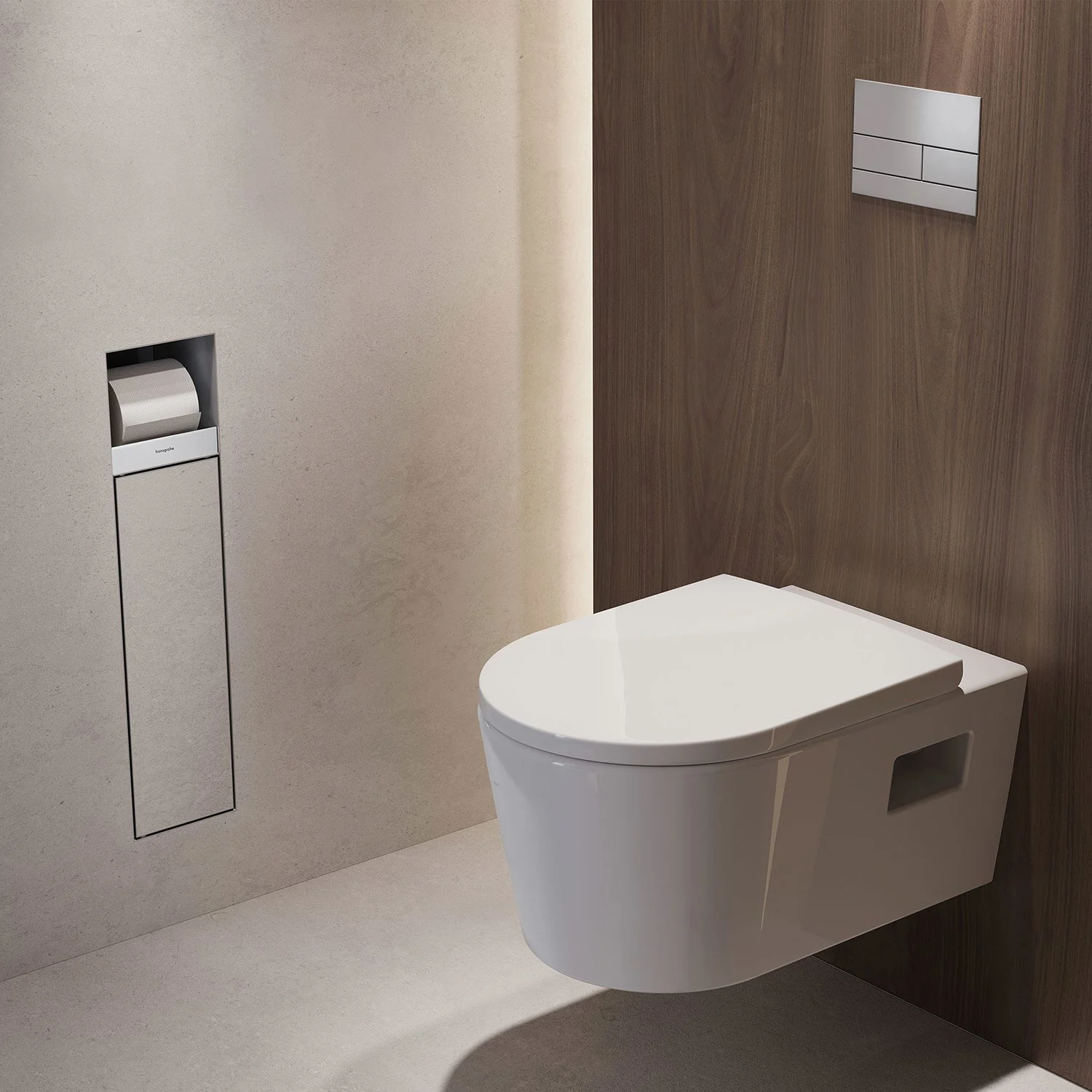hansgrohe XtraStoris Rock Einbau-Toilettenbürstenhalter mit Papierhalter und befliesbarer Tür Bild 5