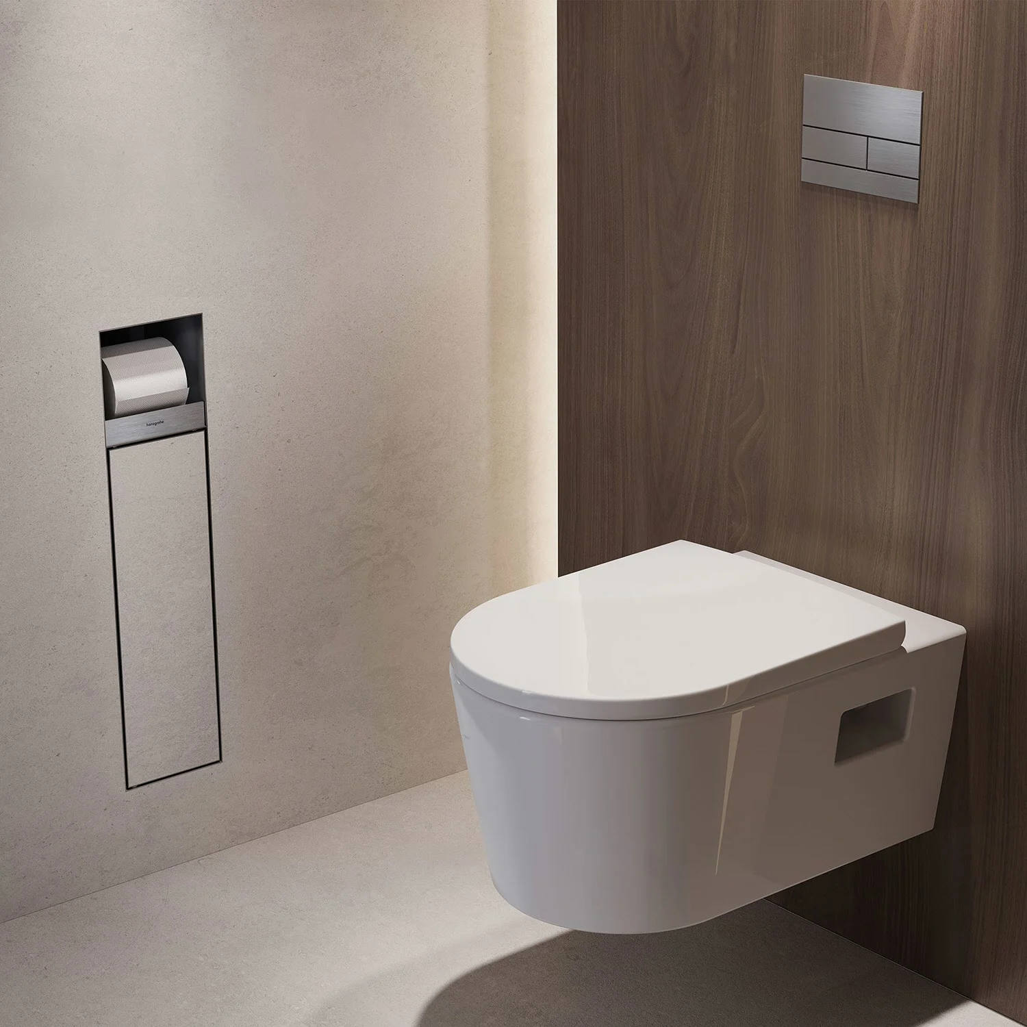 hansgrohe XtraStoris Rock Einbau-Toilettenbürstenhalter mit Papierhalter und befliesbarer Tür Bild 4