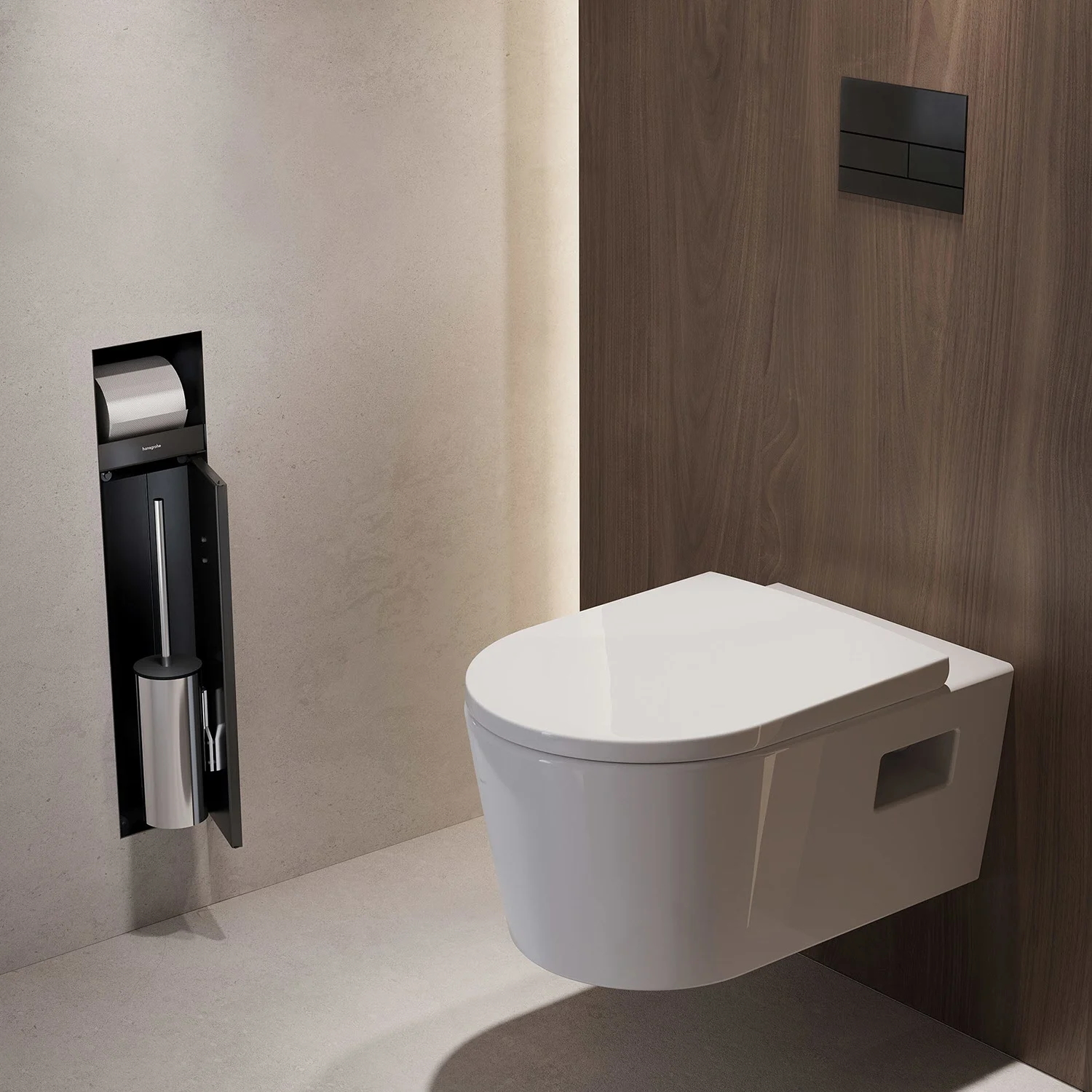 hansgrohe XtraStoris Rock Einbau-Toilettenbürstenhalter mit Papierhalter und befliesbarer Tür Bild 6