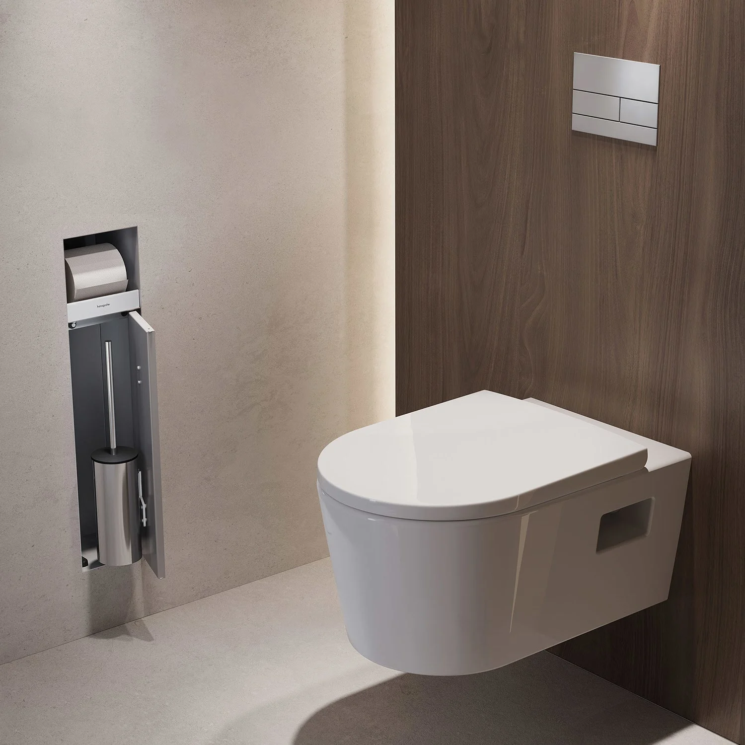 hansgrohe XtraStoris Rock Einbau-Toilettenbürstenhalter mit Papierhalter und befliesbarer Tür Bild 6