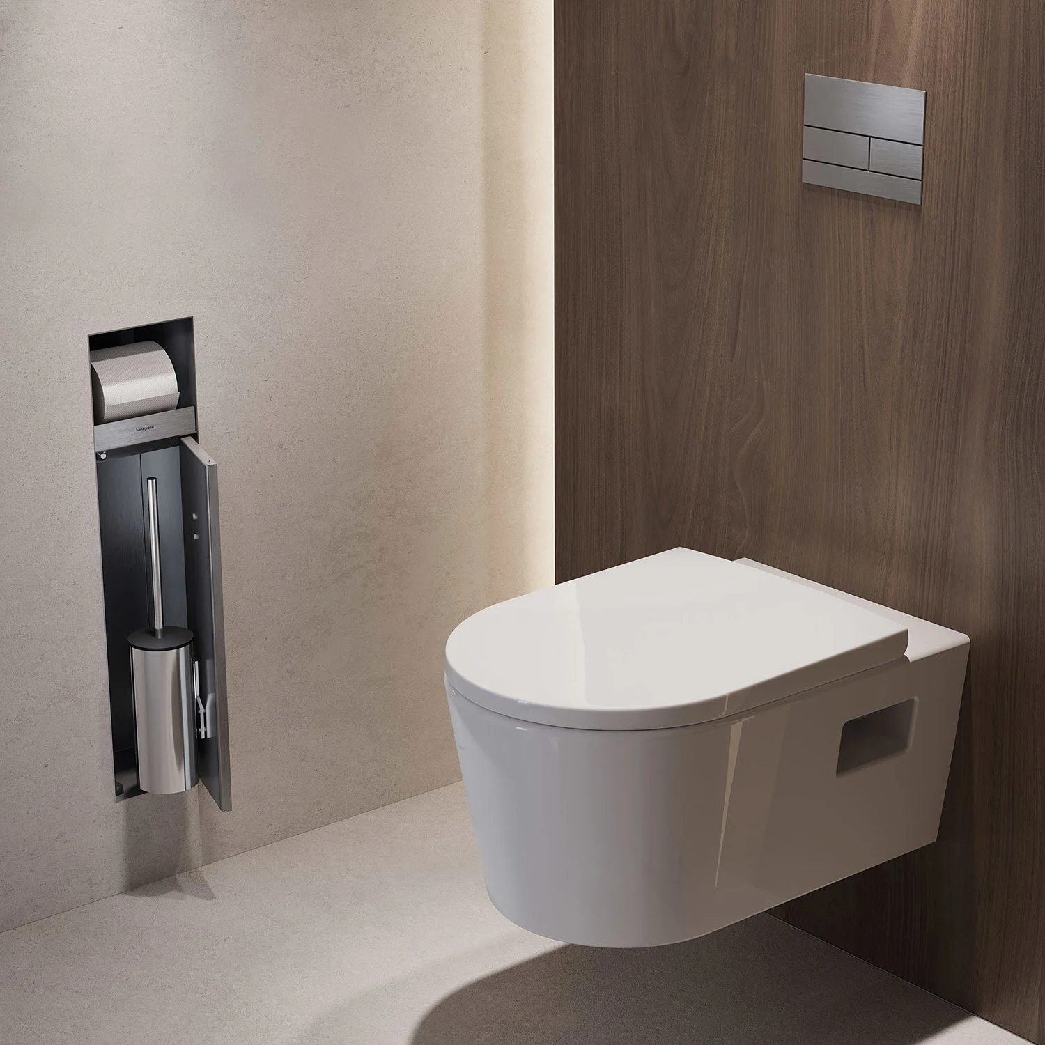 hansgrohe XtraStoris Rock Einbau-Toilettenbürstenhalter mit Papierhalter und befliesbarer Tür Bild 6