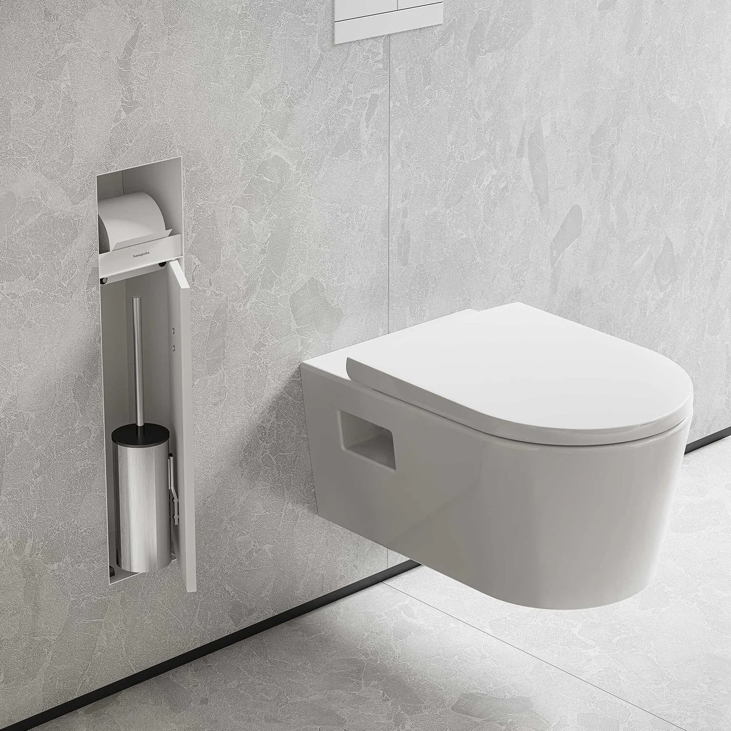 hansgrohe XtraStoris Rock Einbau-Toilettenbürstenhalter mit Papierhalter und befliesbarer Tür Bild 7