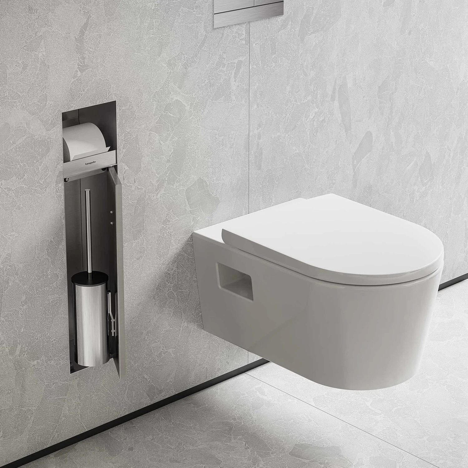 hansgrohe XtraStoris Rock Einbau-Toilettenbürstenhalter mit Papierhalter und befliesbarer Tür Bild 7