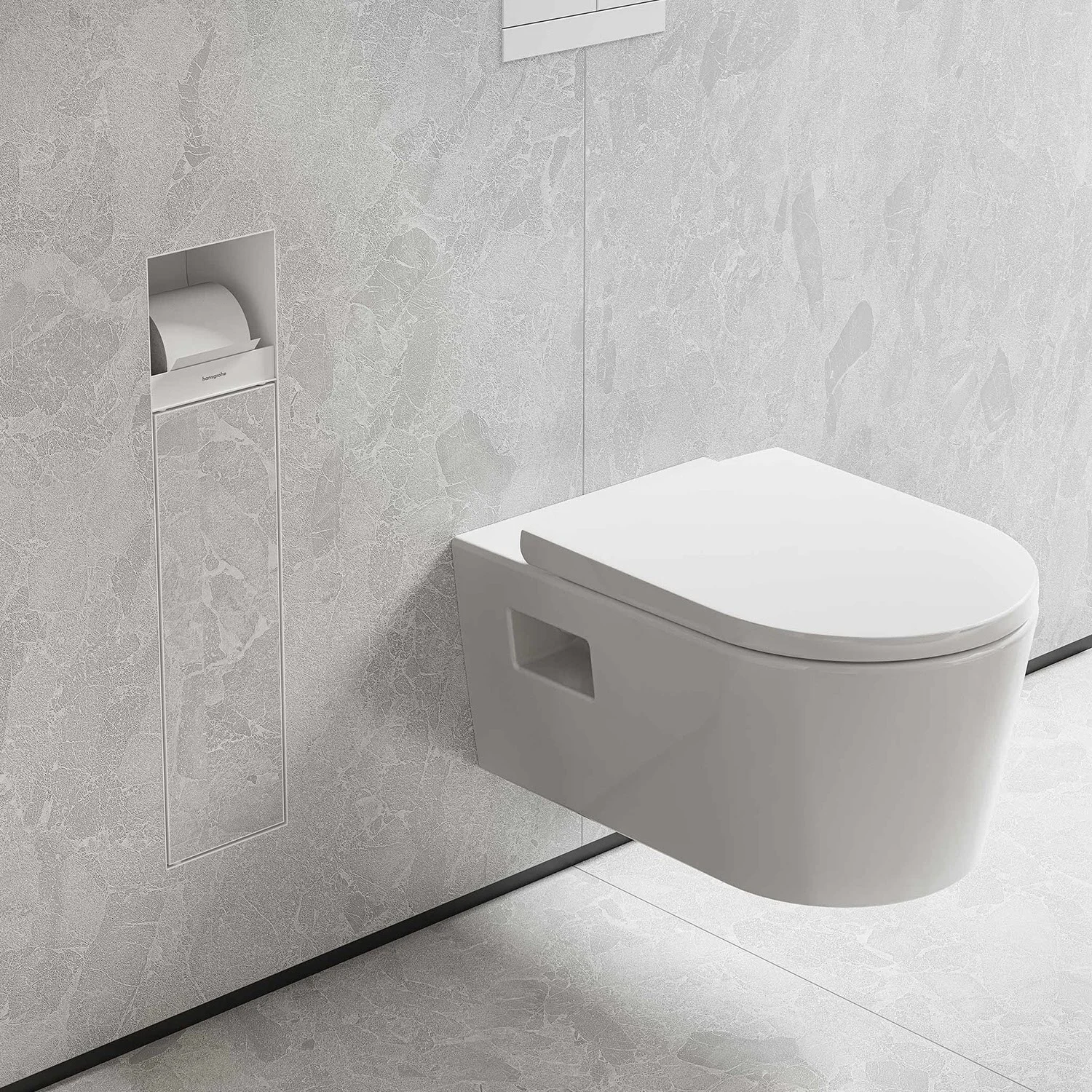 hansgrohe XtraStoris Rock Einbau-Toilettenbürstenhalter mit Papierhalter und befliesbarer Tür Bild 8