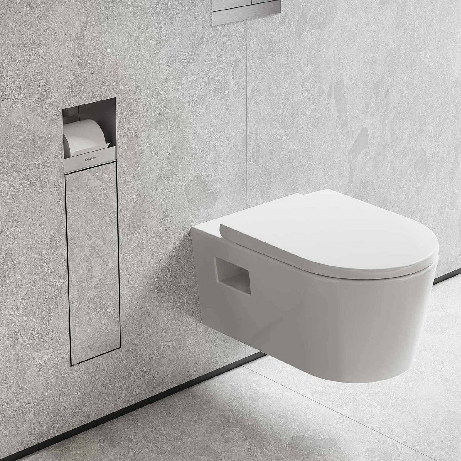 hansgrohe XtraStoris Rock Einbau-Toilettenbürstenhalter mit Papierhalter und befliesbarer Tür Bild 8