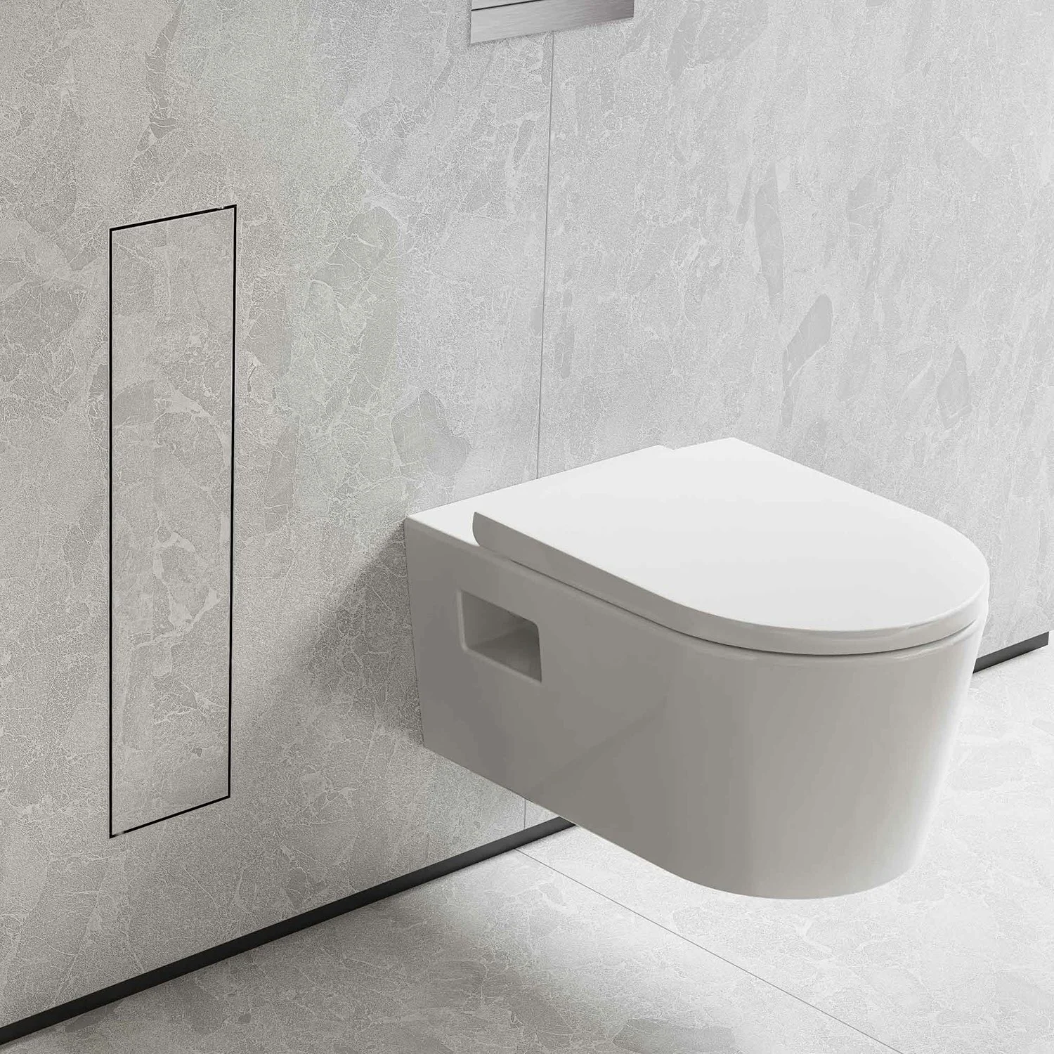 hansgrohe XtraStoris Rock Einbau Toilettenbürstenhalter mit Ablage und befliesbarer Tür Bild 2