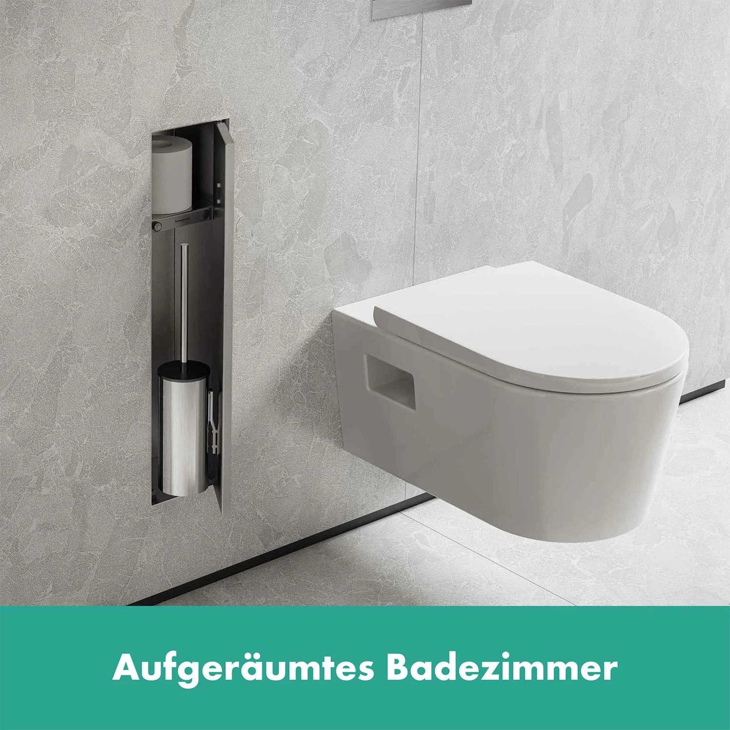 hansgrohe XtraStoris Rock Einbau Toilettenbürstenhalter mit Ablage und befliesbarer Tür Bild 4