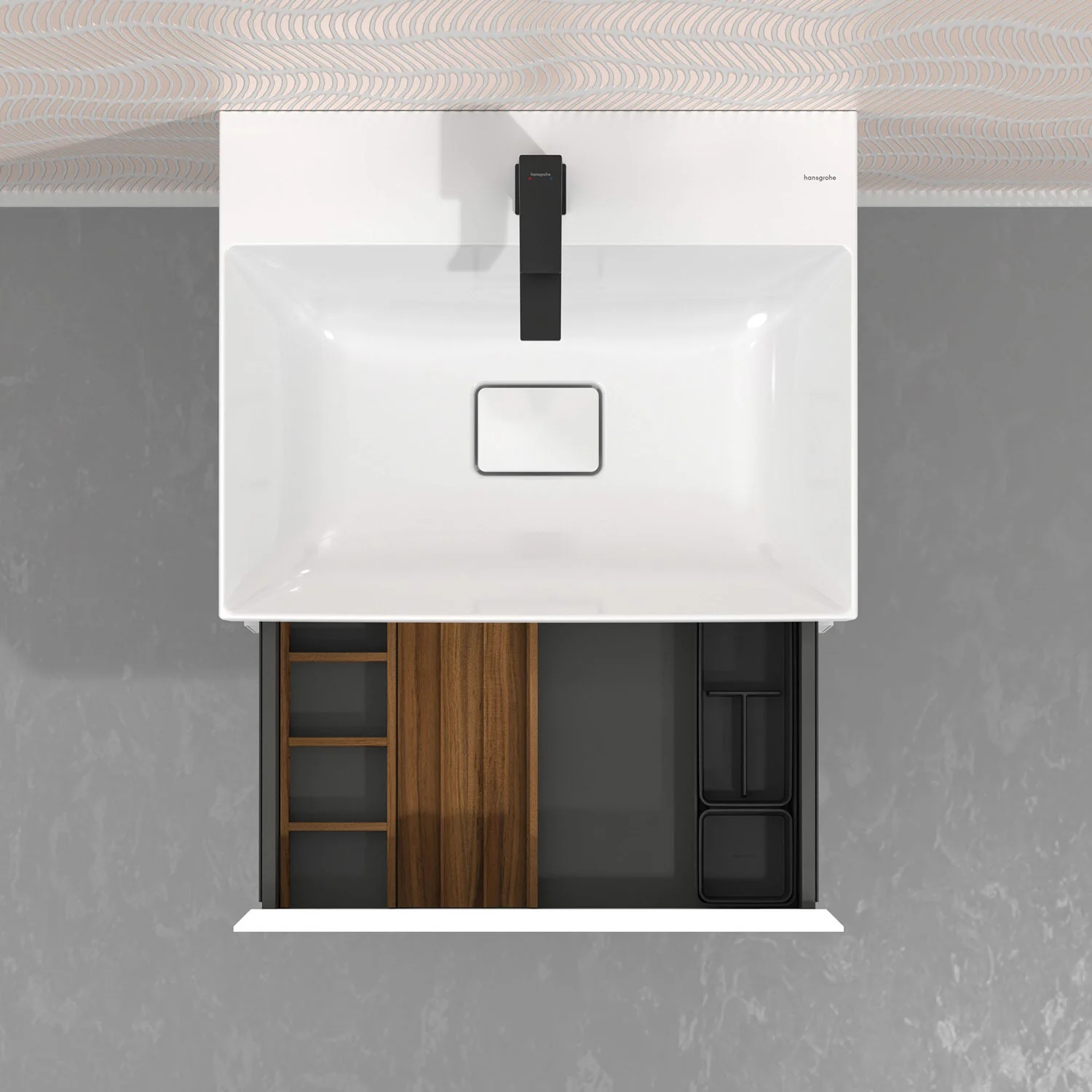 Umywalka z otwartą szufladą z góry, hansgrohe