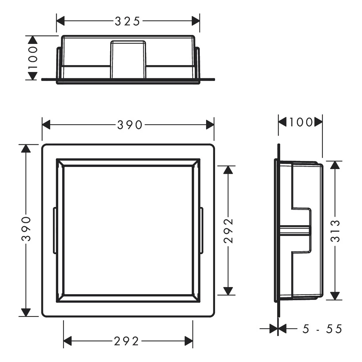 hansgrohe XtraStoris Original Wandnischen-Einbaubox mit Rahmen 30 x 10 x 30 cm Bild 5