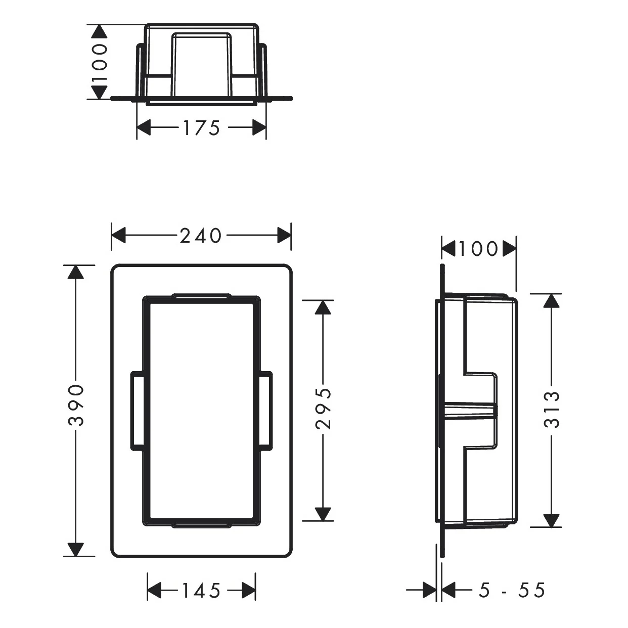 hansgrohe XtraStoris Minimalistic Wandnischen-Einbaubox rahmenlos 15 x 10 x 30 cm Bild 5